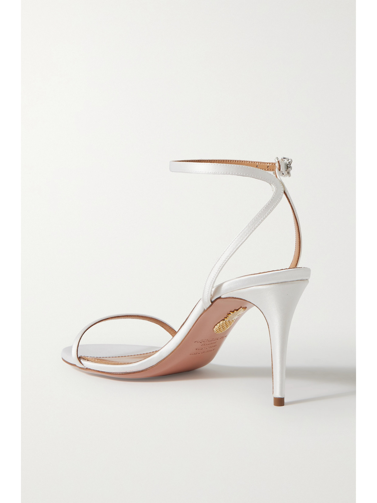 Aquazzura Olie 75 Crystal-embellished Satin Sandals In White