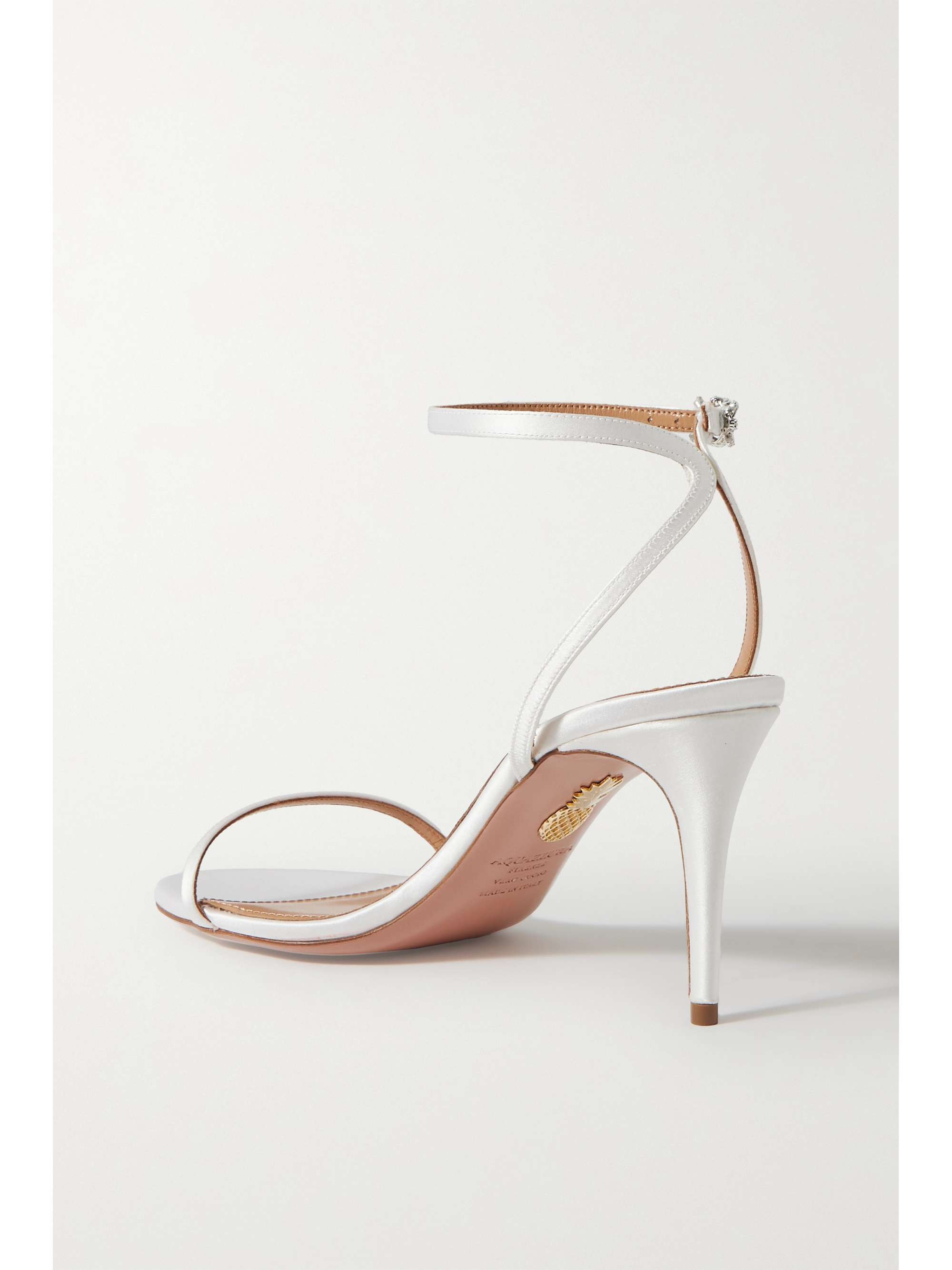 AQUAZZURA Olie 75 crystal-embellished satin sandals