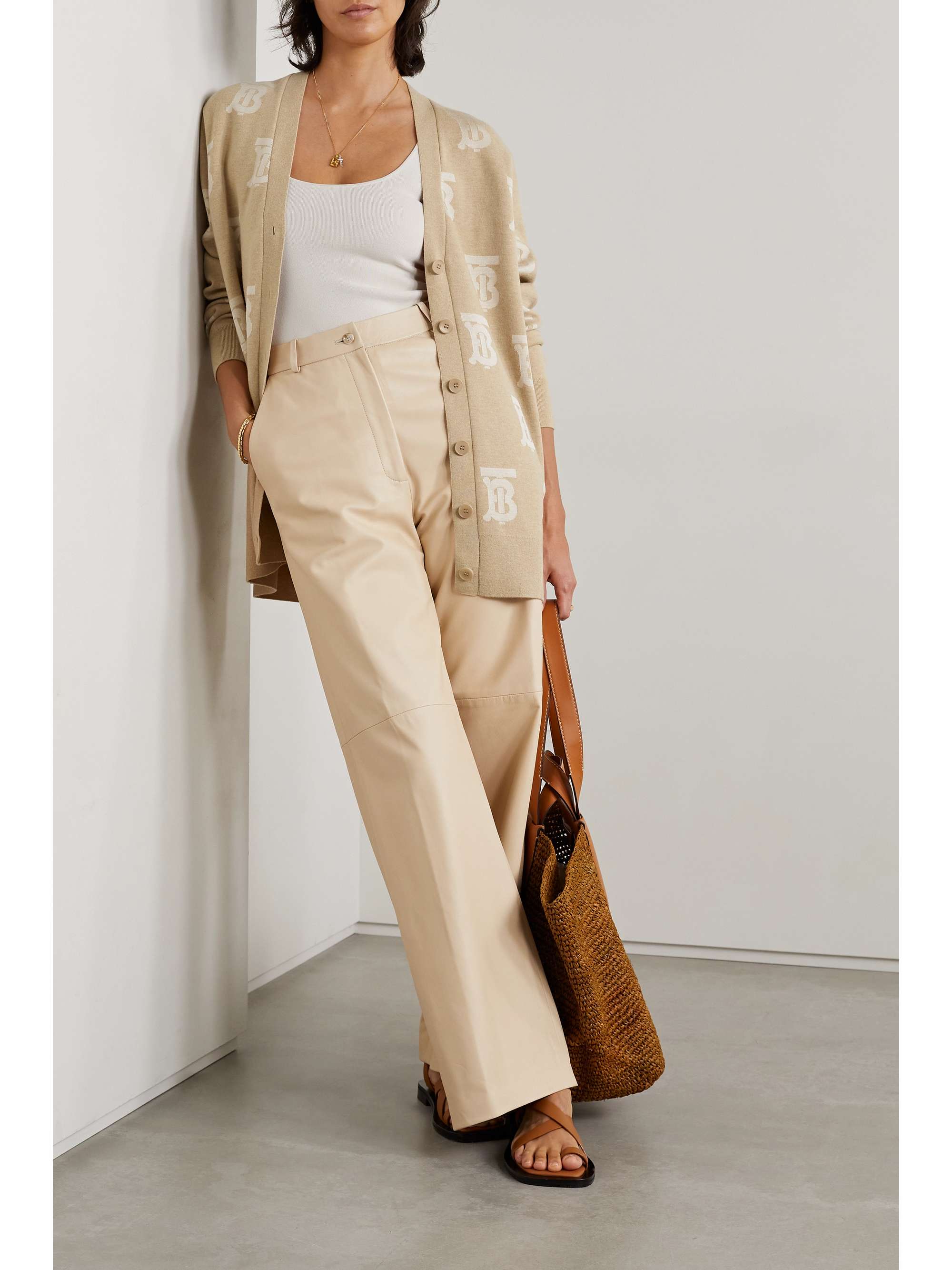 Camel Oversized intarsia wool-blend 