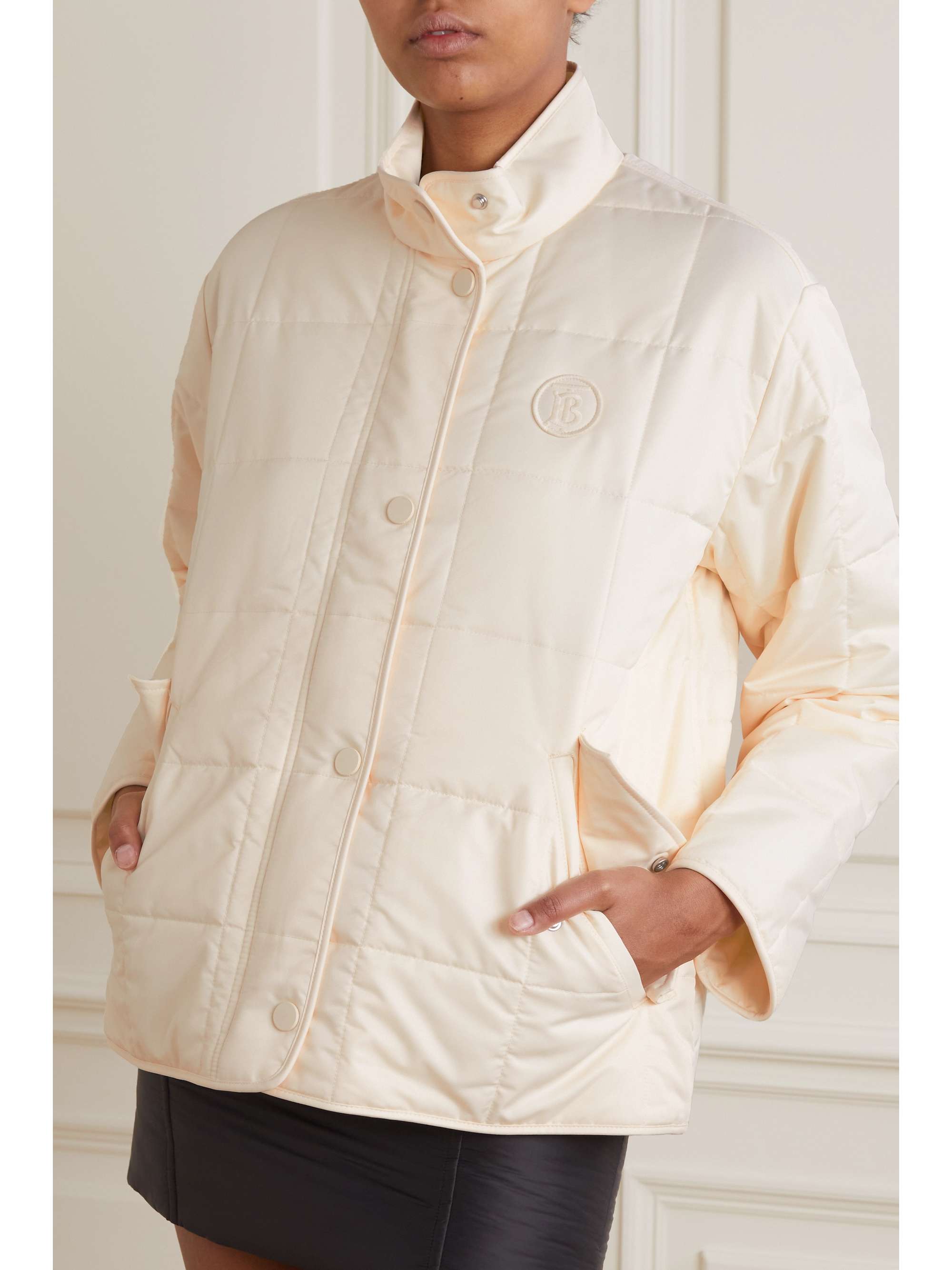 BURBERRY Embroidered quilted padded recycled shell jacket