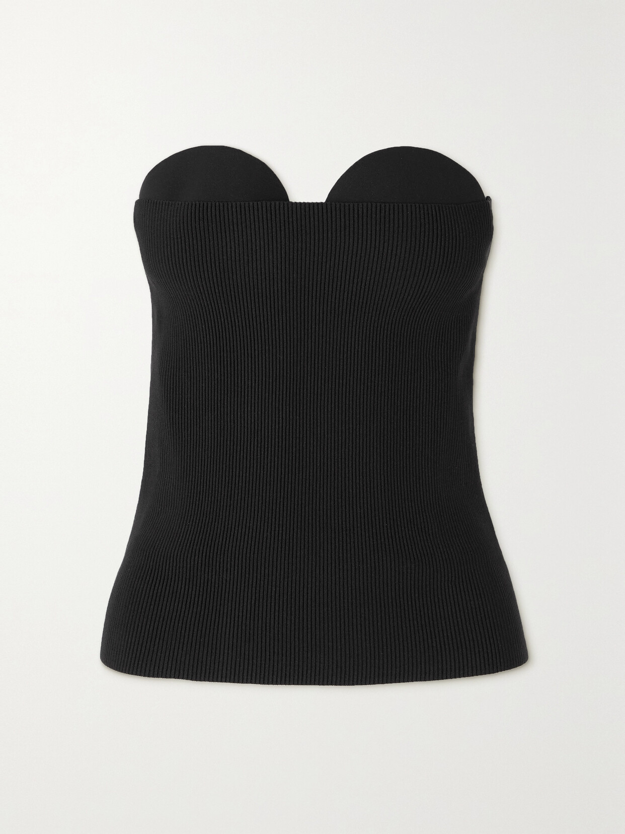 Burberry Ribbed Silk-blend Bustier Top In Black