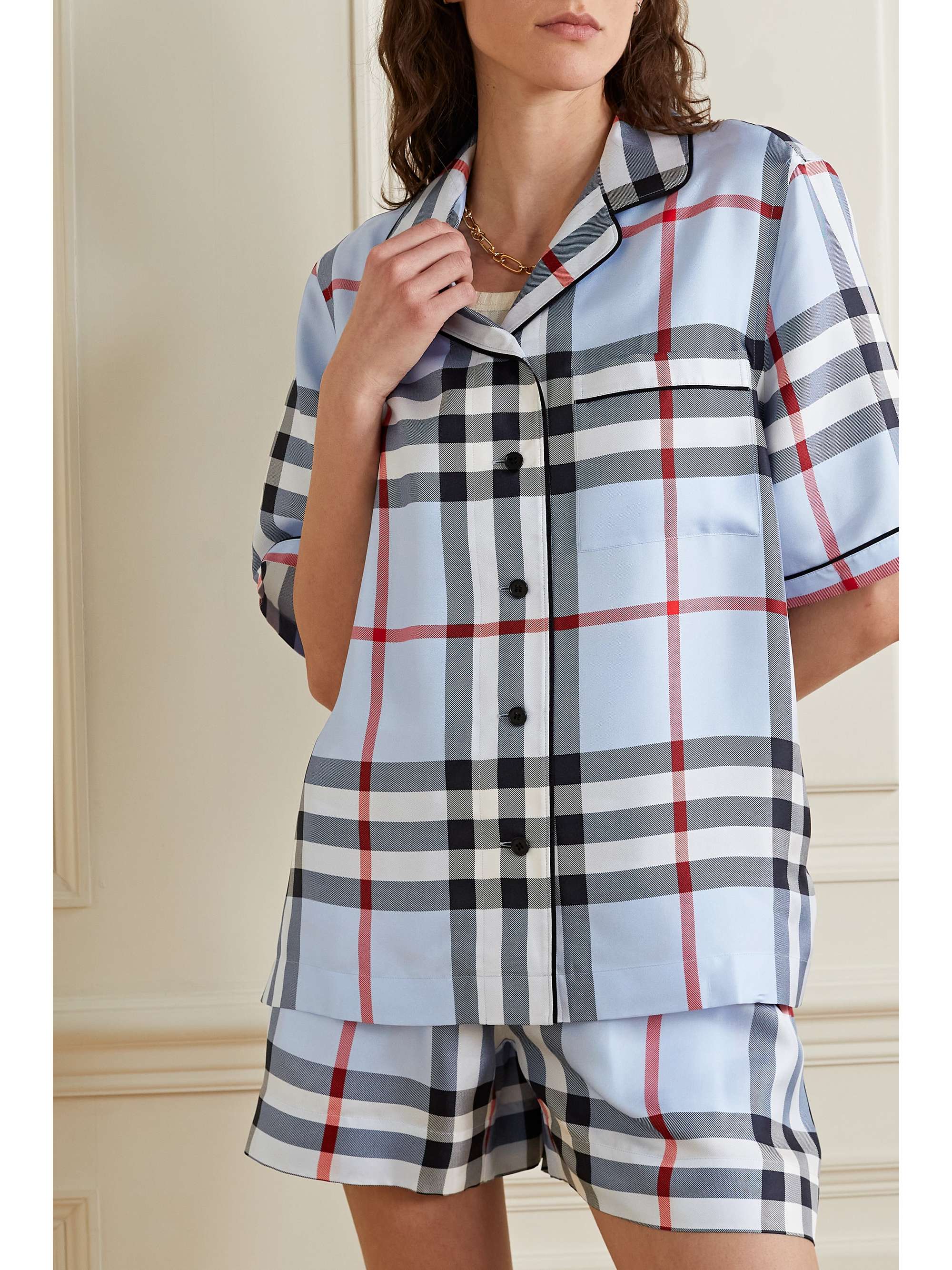BURBERRY Checked silk-twill shirt