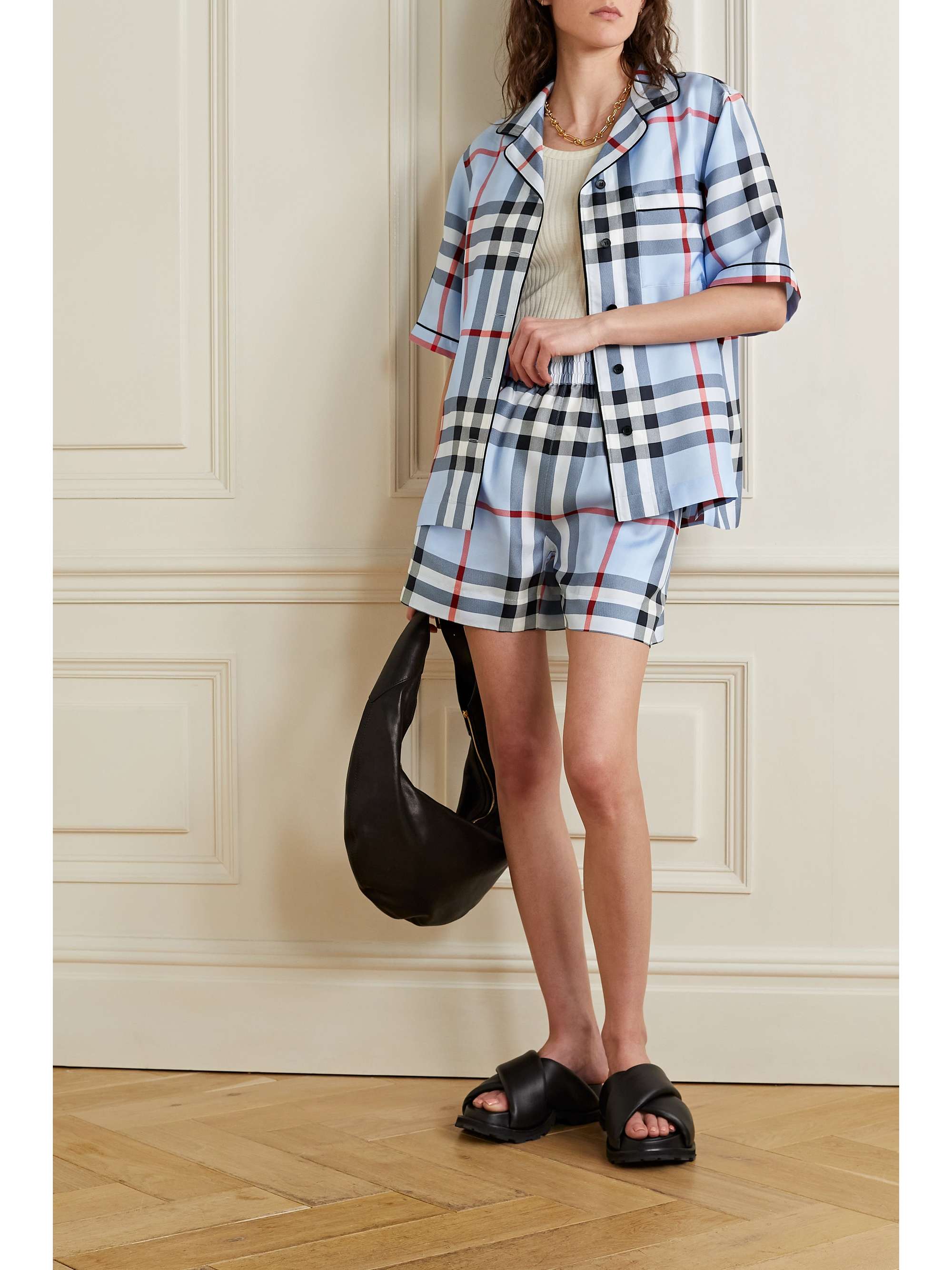 BURBERRY Checked silk-twill shirt