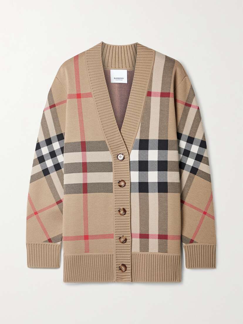 Burberry Checked Jacquard-knit Cardigan