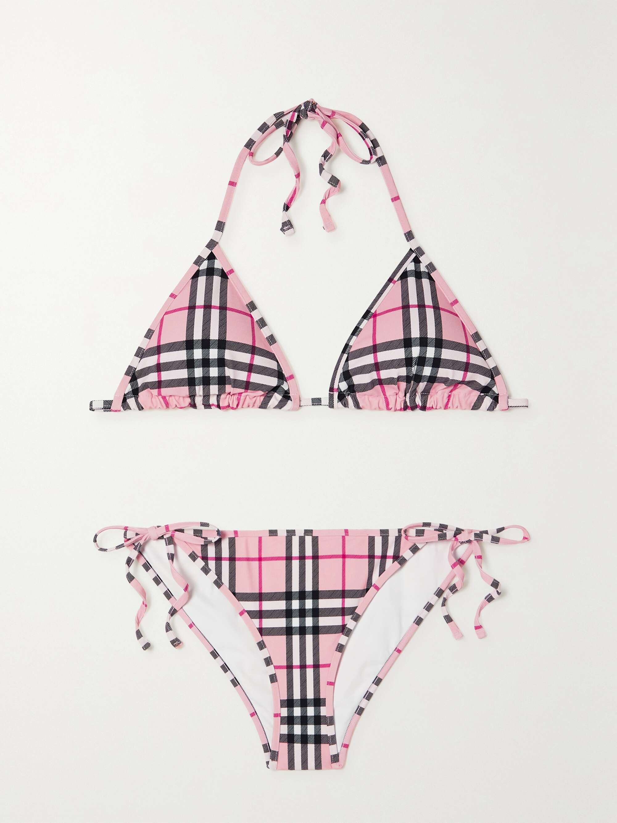 BURBERRY Checked triangle bikini | NET-A-PORTER