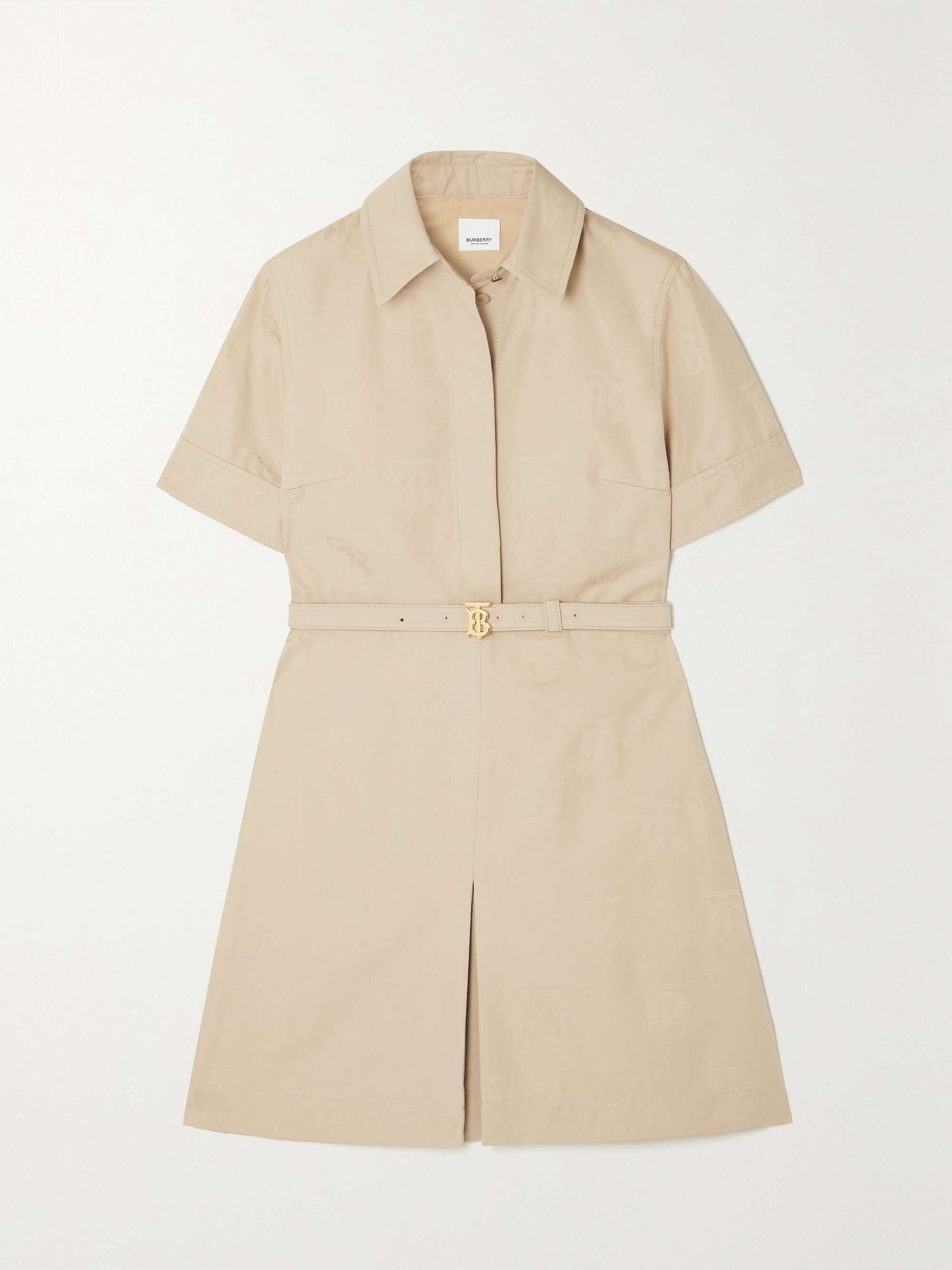 BURBERRY Belted cotton-jacquard mini shirt dress | NET-A-PORTER