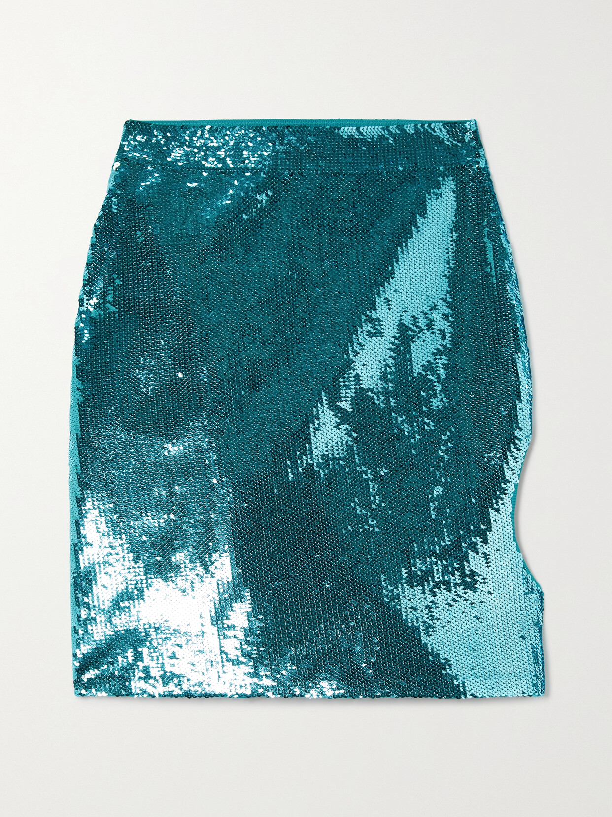 Loewe Asymmetric Sequined Stretch-knit Mini Skirt - Blue