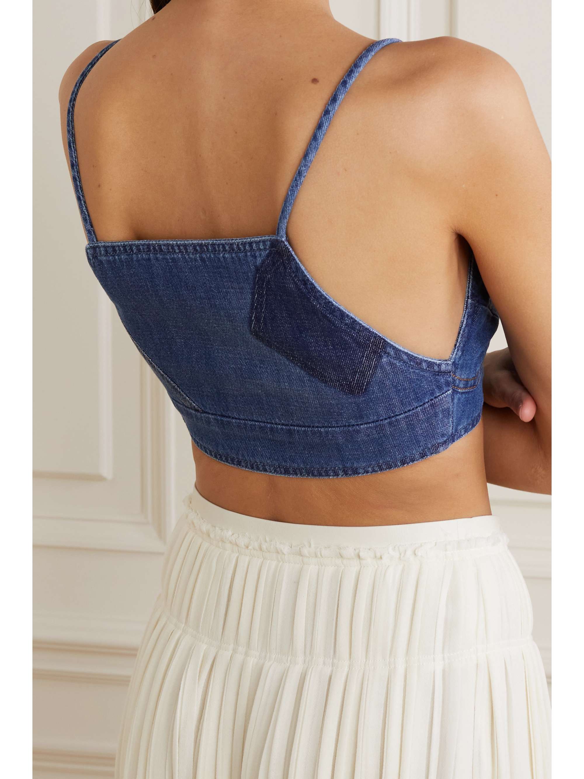 LOEWE Cropped paneled denim top