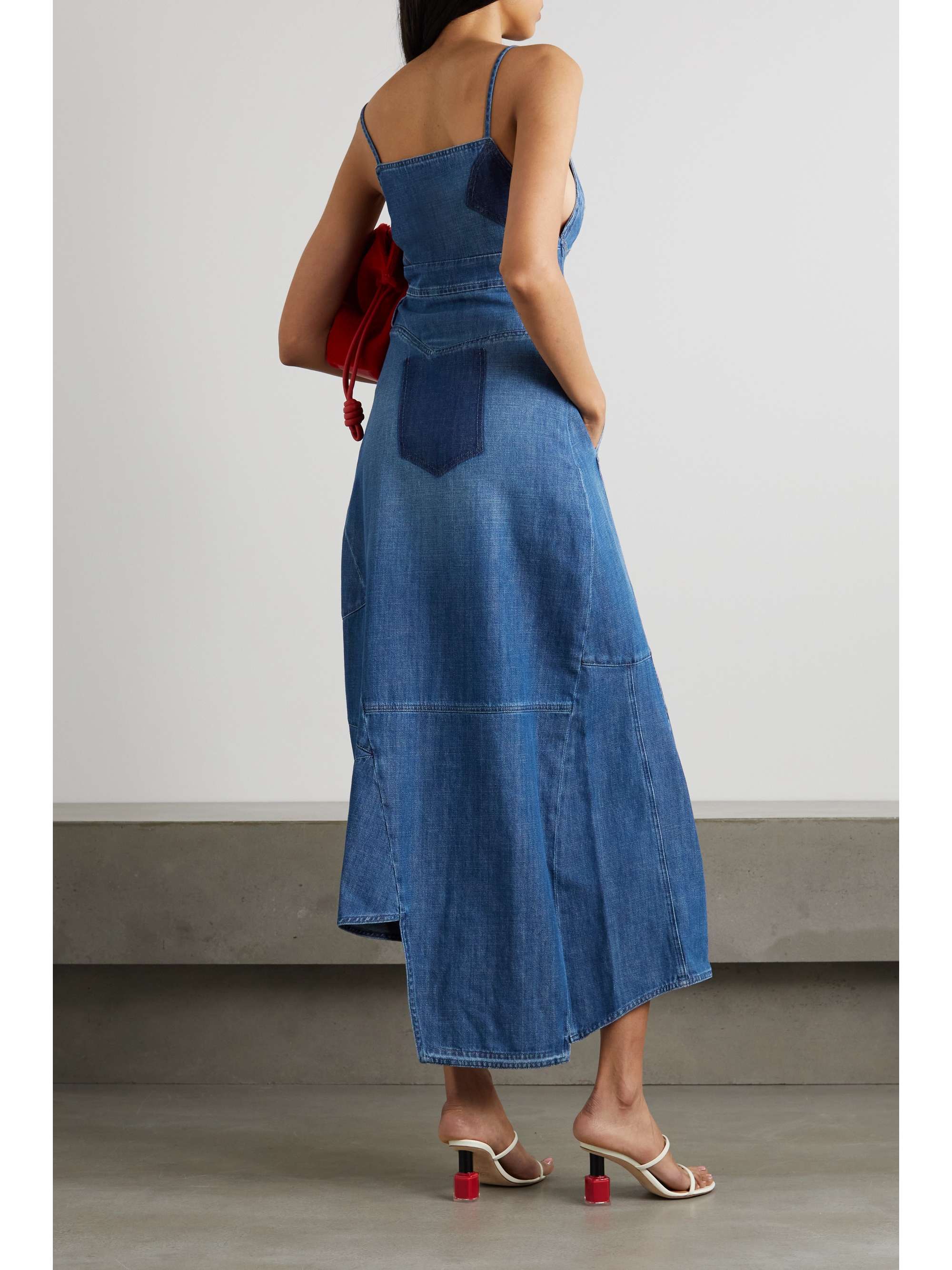 LOEWE Asymmetric ruffled denim dress