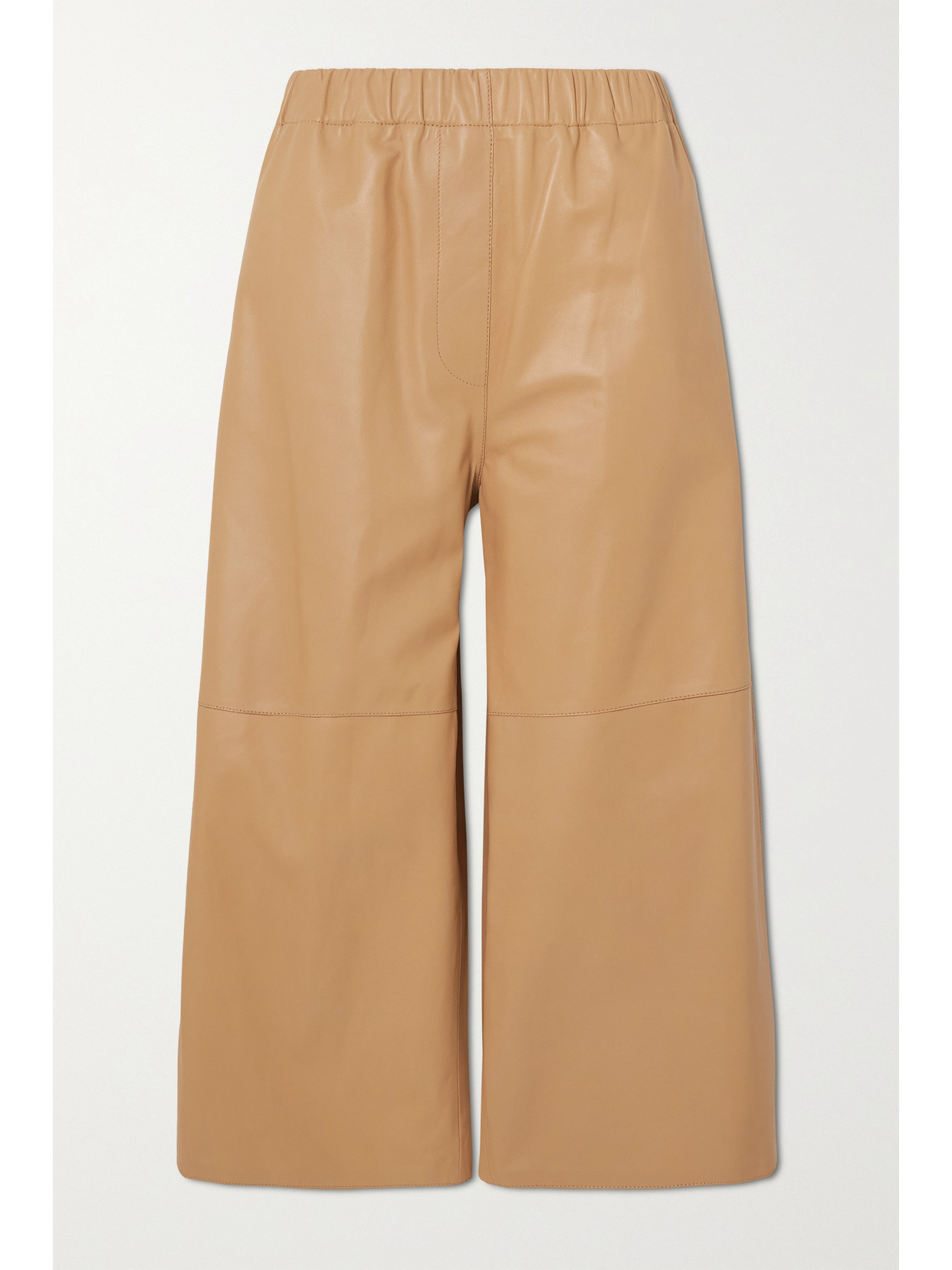 Loewe Cropped Wide-leg Pull-on Leather Pants In Neutrals