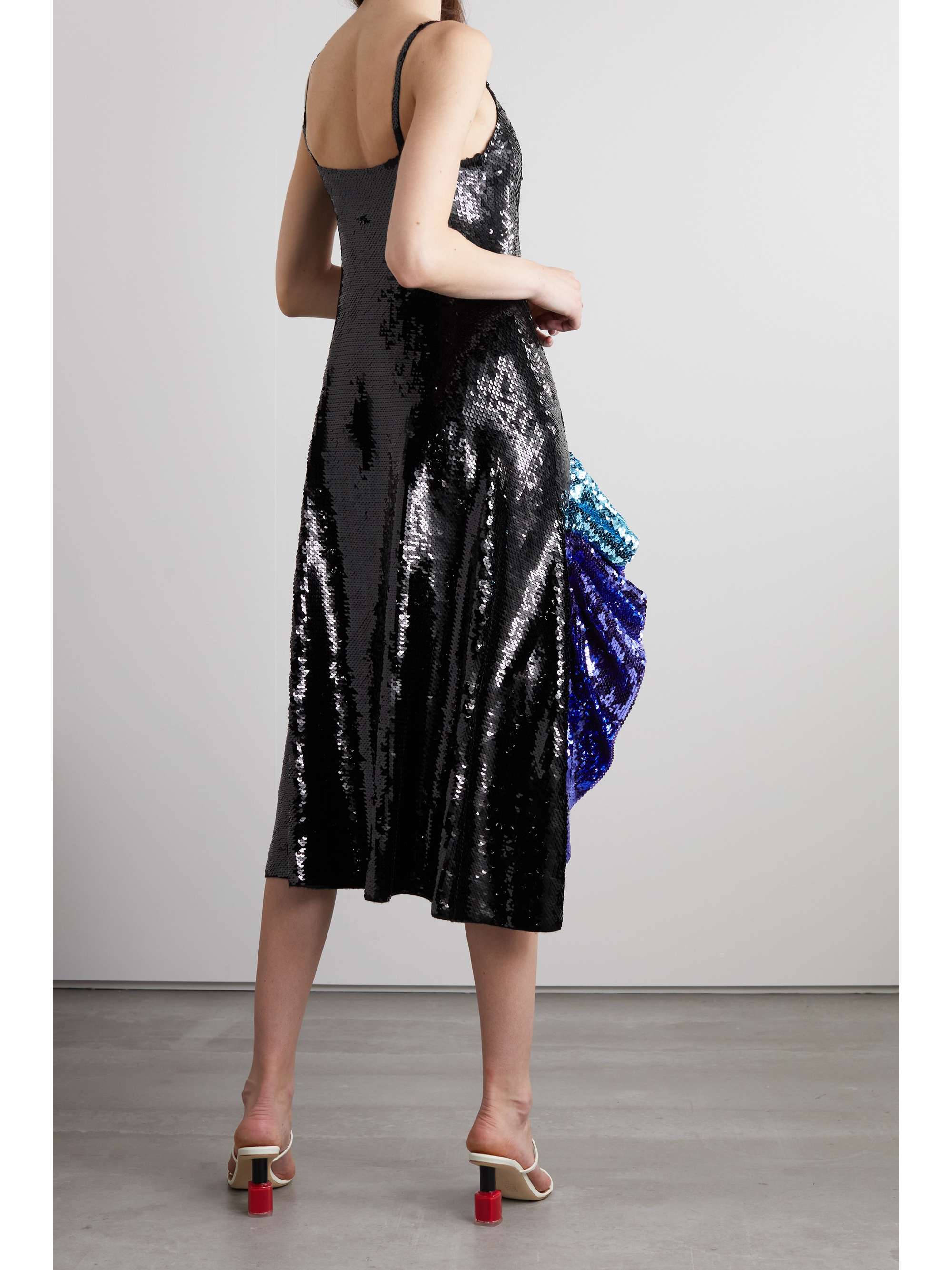 LOEWE Ruffled sequined wool midi dress