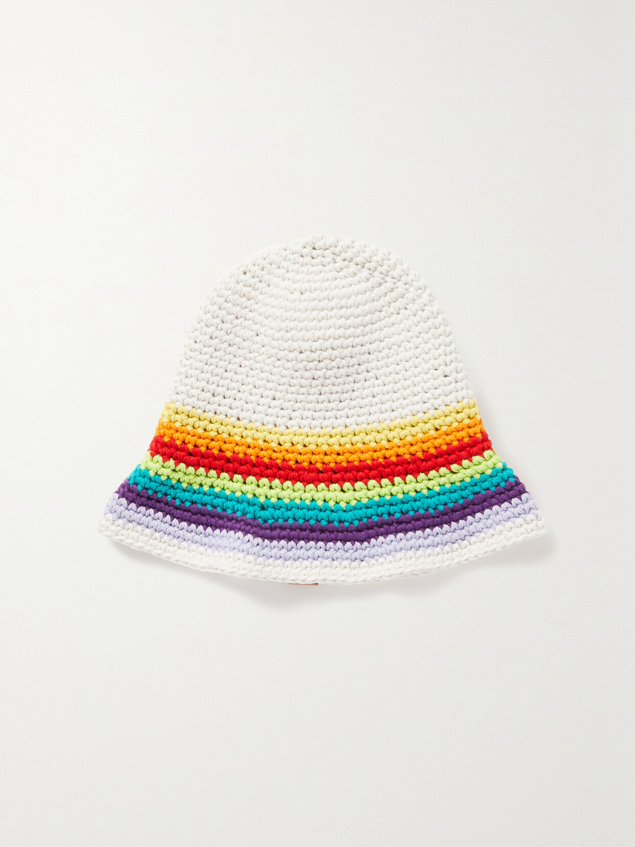 Loewe - + Paula's Ibiza Leather-trimmed Striped Crocheted Cotton Hat - White