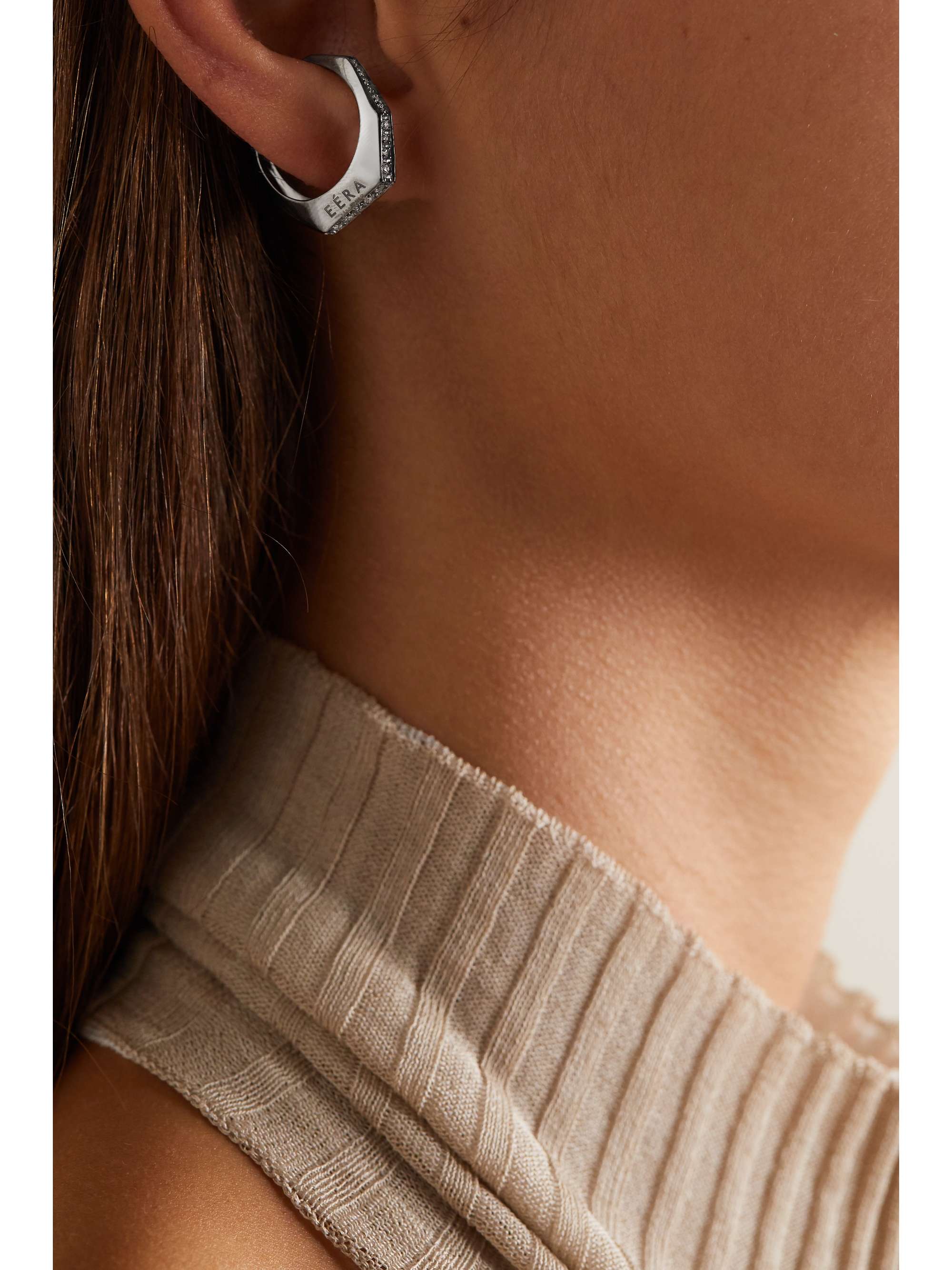 EÉRA Sabrina convertible 18-karat blackened white gold diamond ear cuff