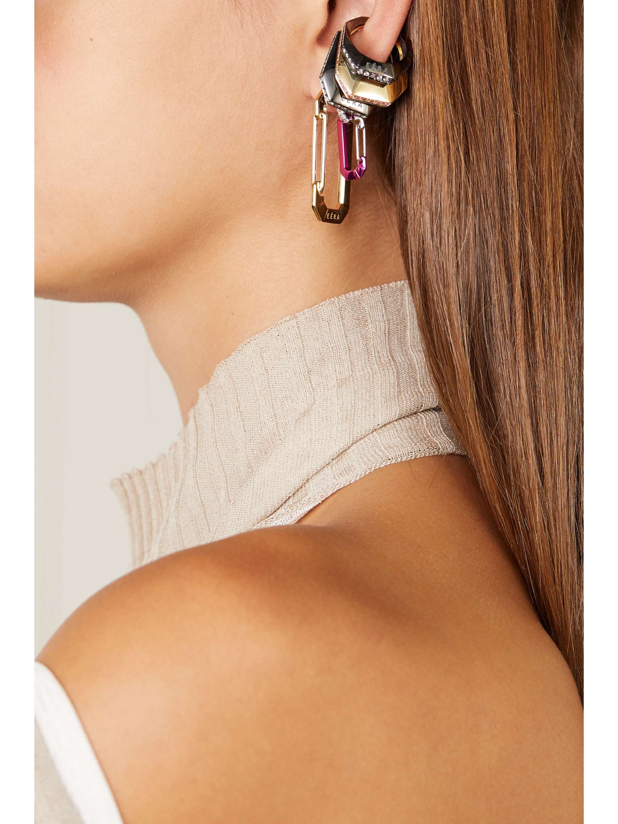 EÉRA Sabrina convertible 18-karat blackened white gold diamond ear cuff