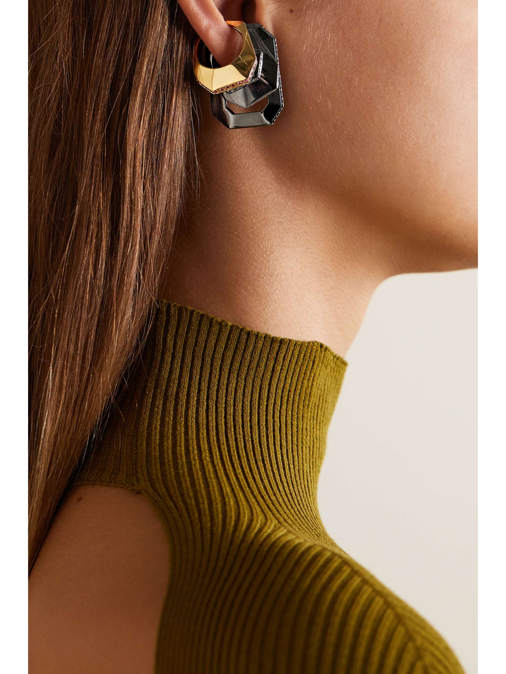 EÉRA Sabrina convertible 18-karat blackened white gold diamond ear cuff