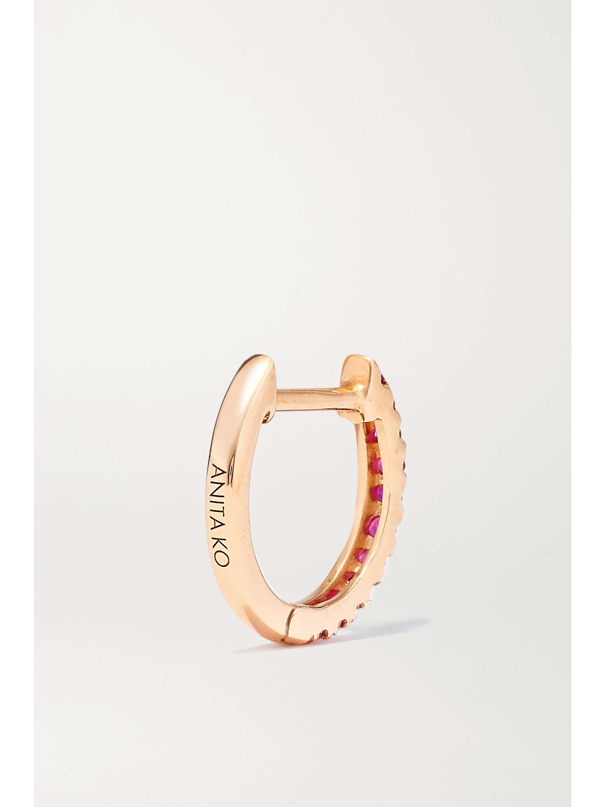 ANITA KO Huggies 18-karat rose gold ruby earrings