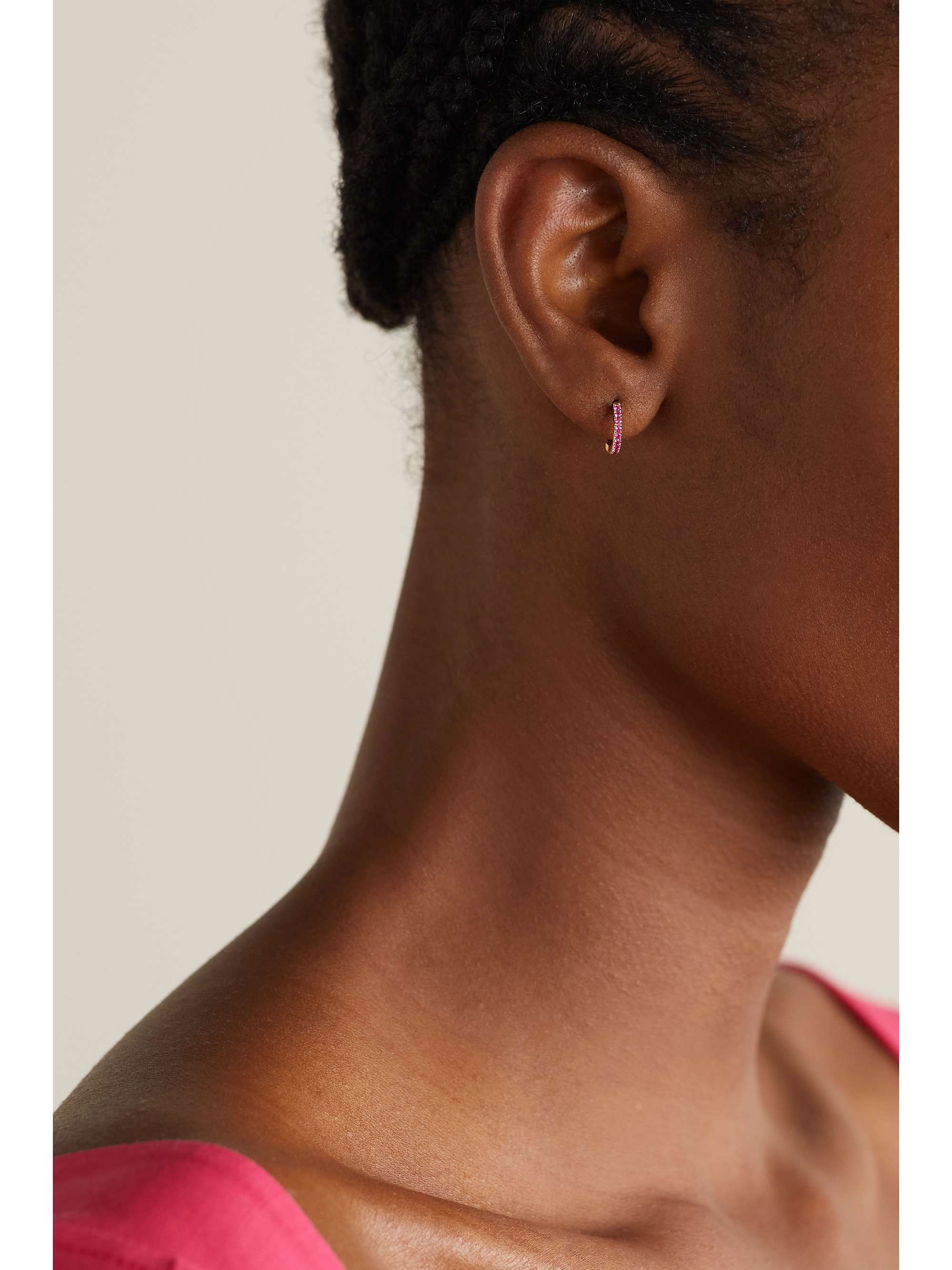 ANITA KO Huggies 18-karat rose gold ruby earrings