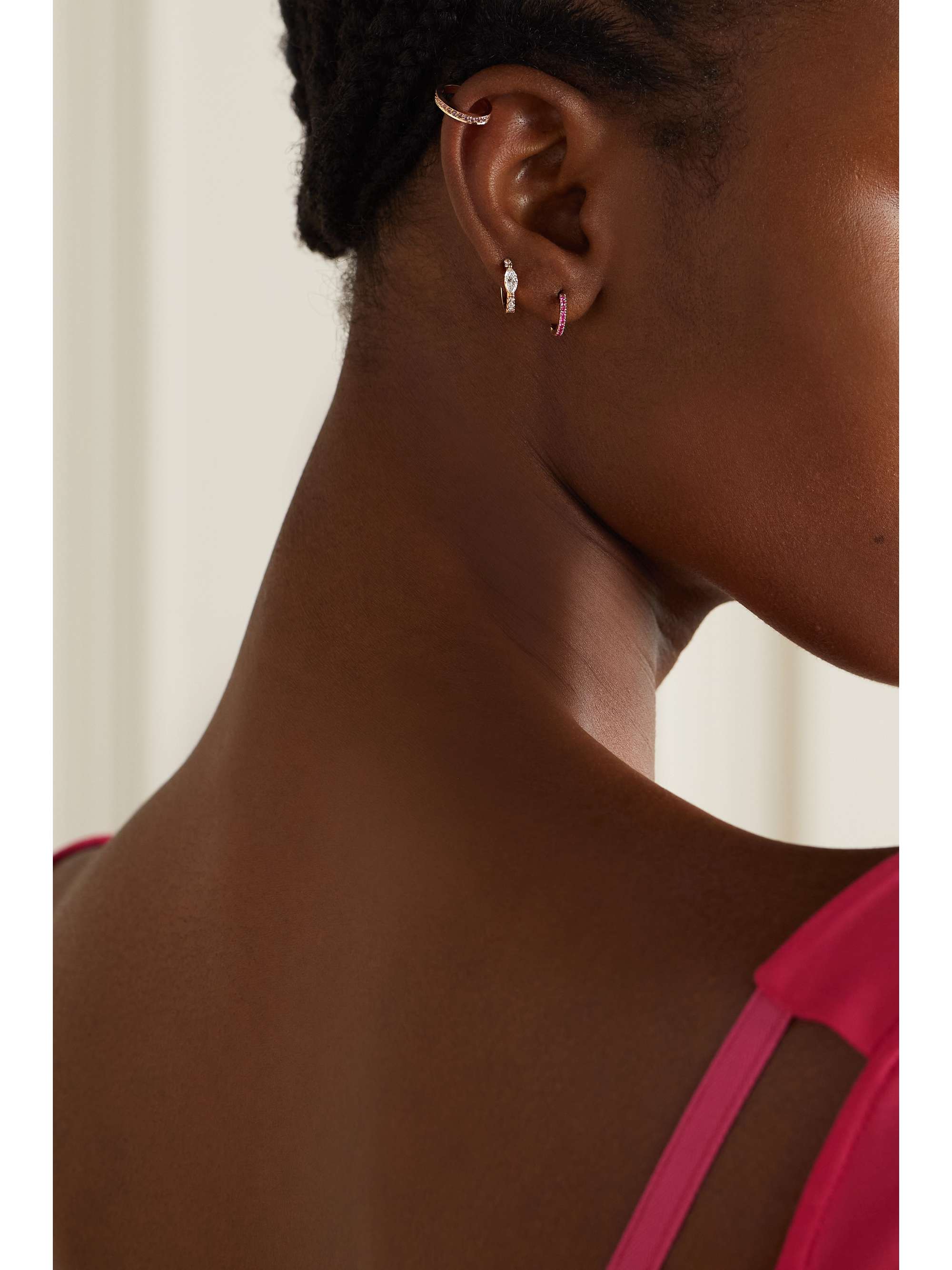 ANITA KO Huggies 18-karat rose gold ruby earrings