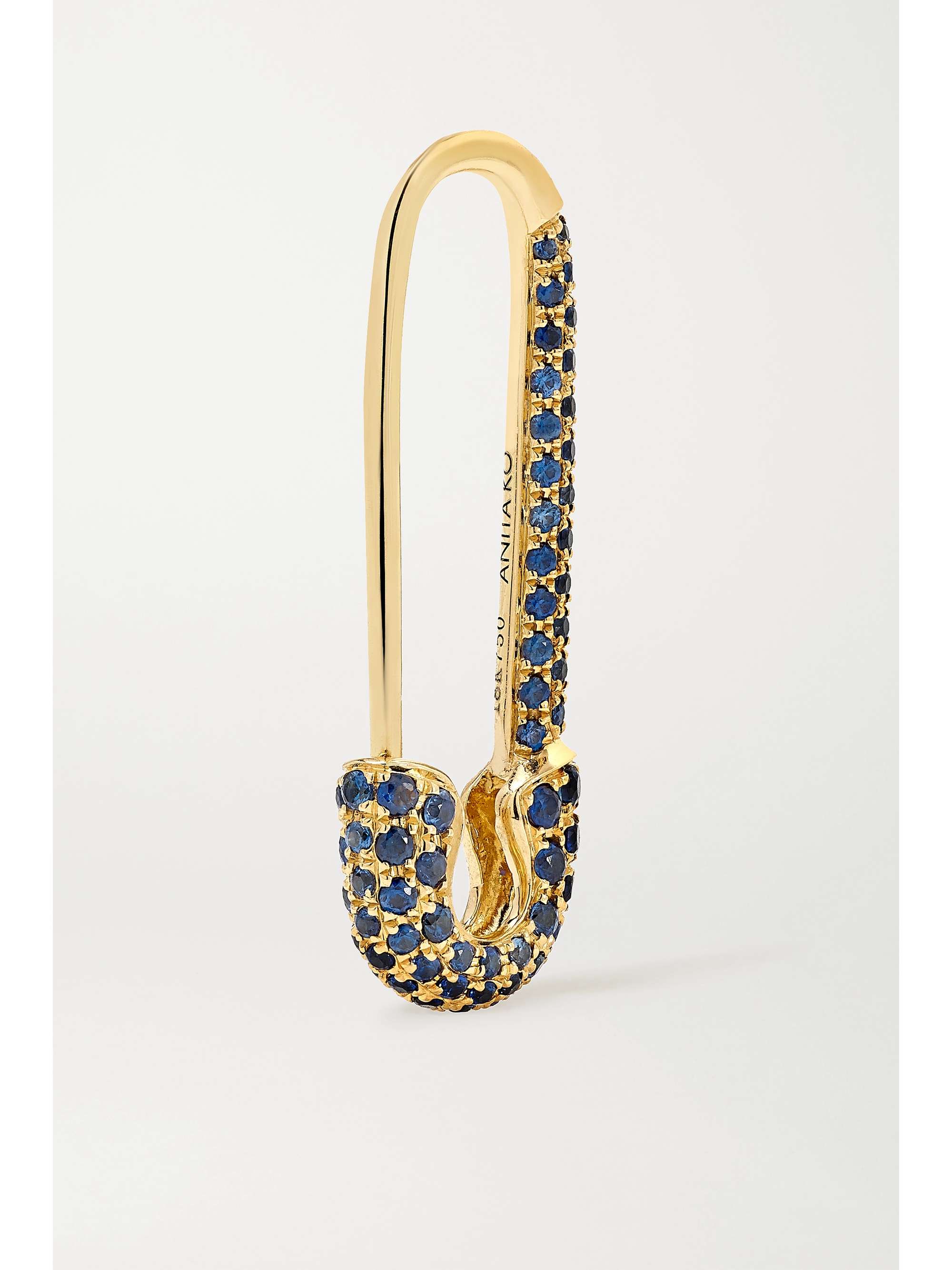 ANITA KO Safety Pin 18-karat rose gold sapphire earring