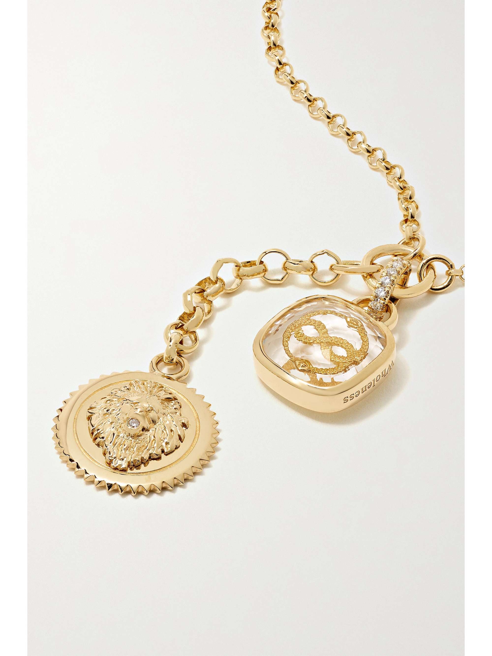 FOUNDRAE Wholeness and Strength 18-karat gold, quartz and diamond necklace