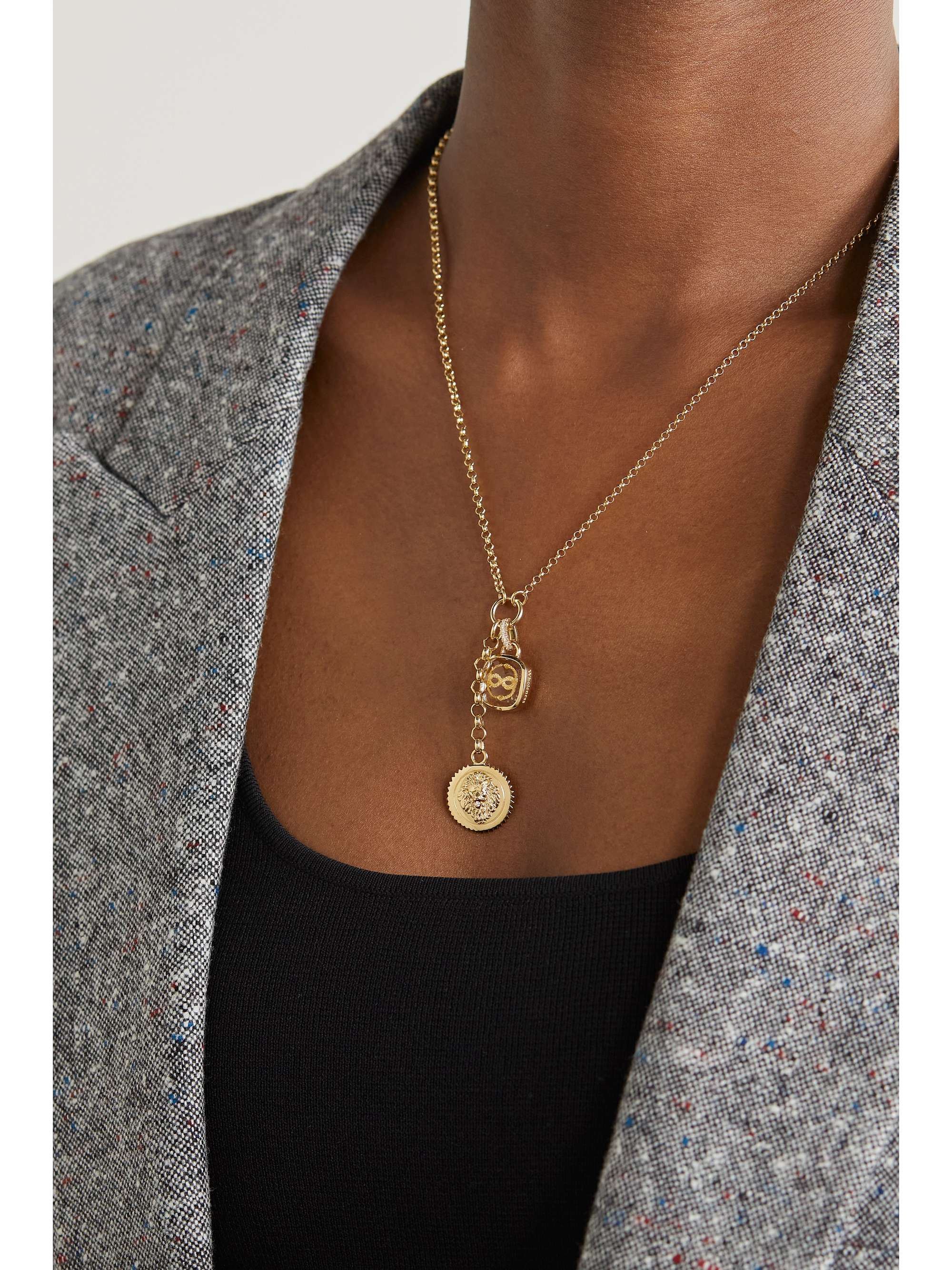 FOUNDRAE Wholeness and Strength 18-karat gold, quartz and diamond necklace