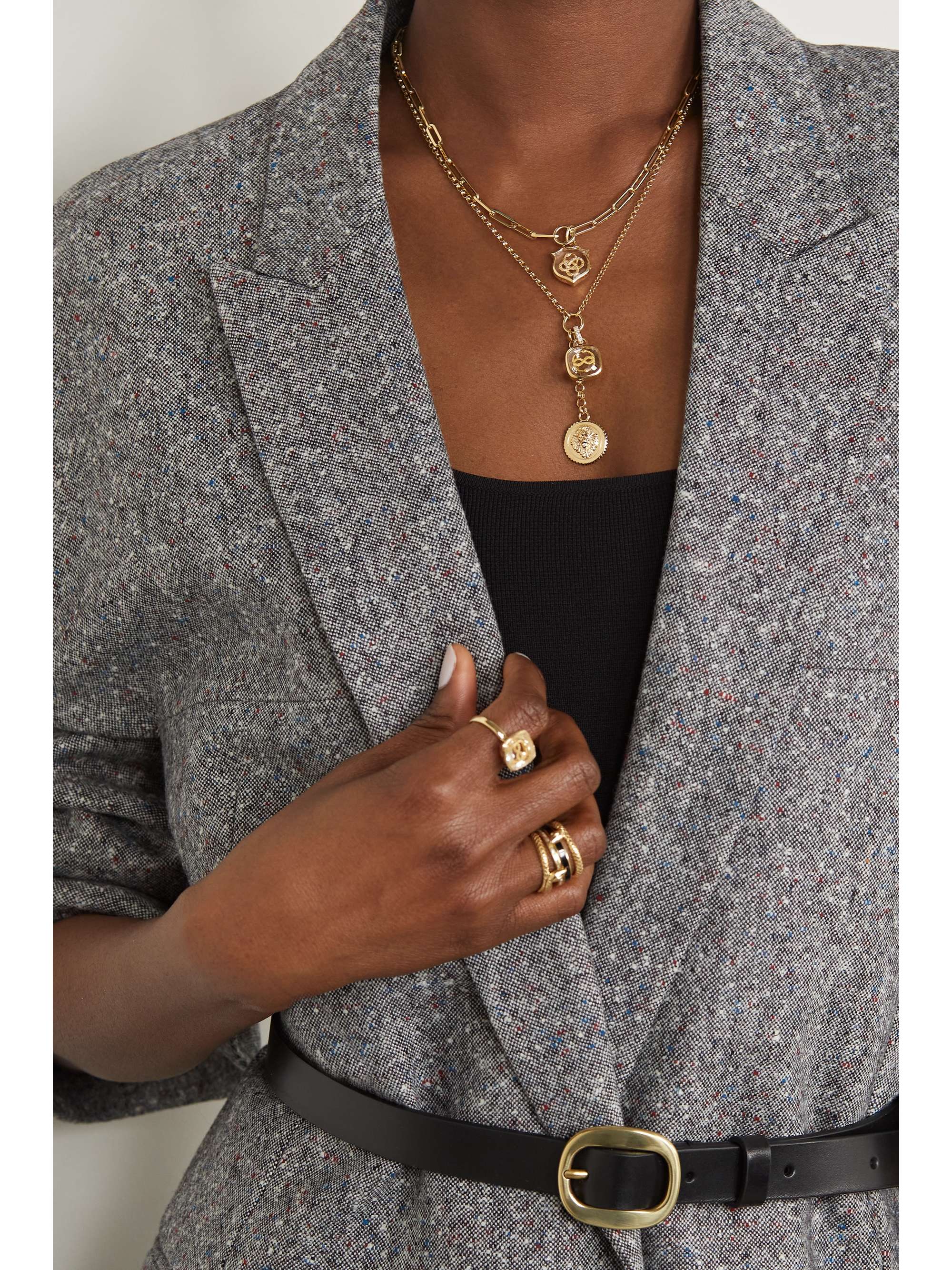 FOUNDRAE Wholeness and Strength 18-karat gold, quartz and diamond necklace