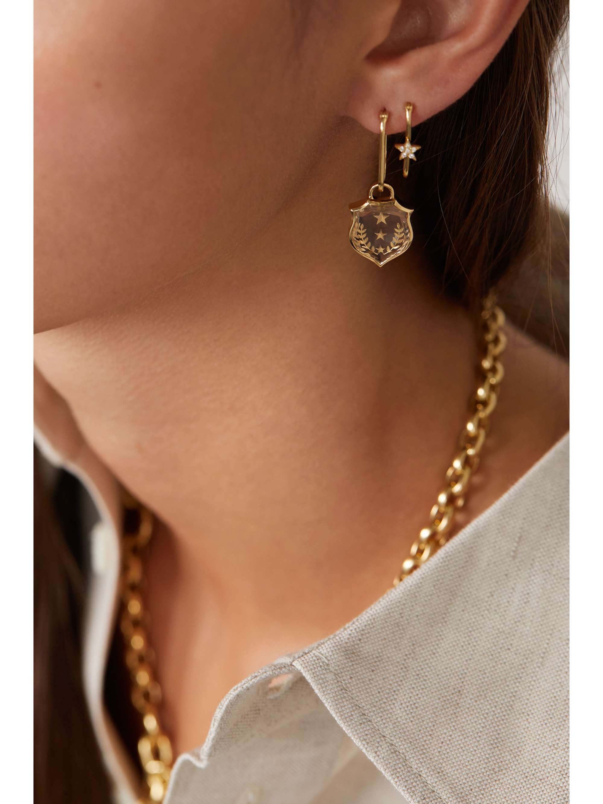FOUNDRAE Per Aspera Ad Astra 18-karat gold quartz earring