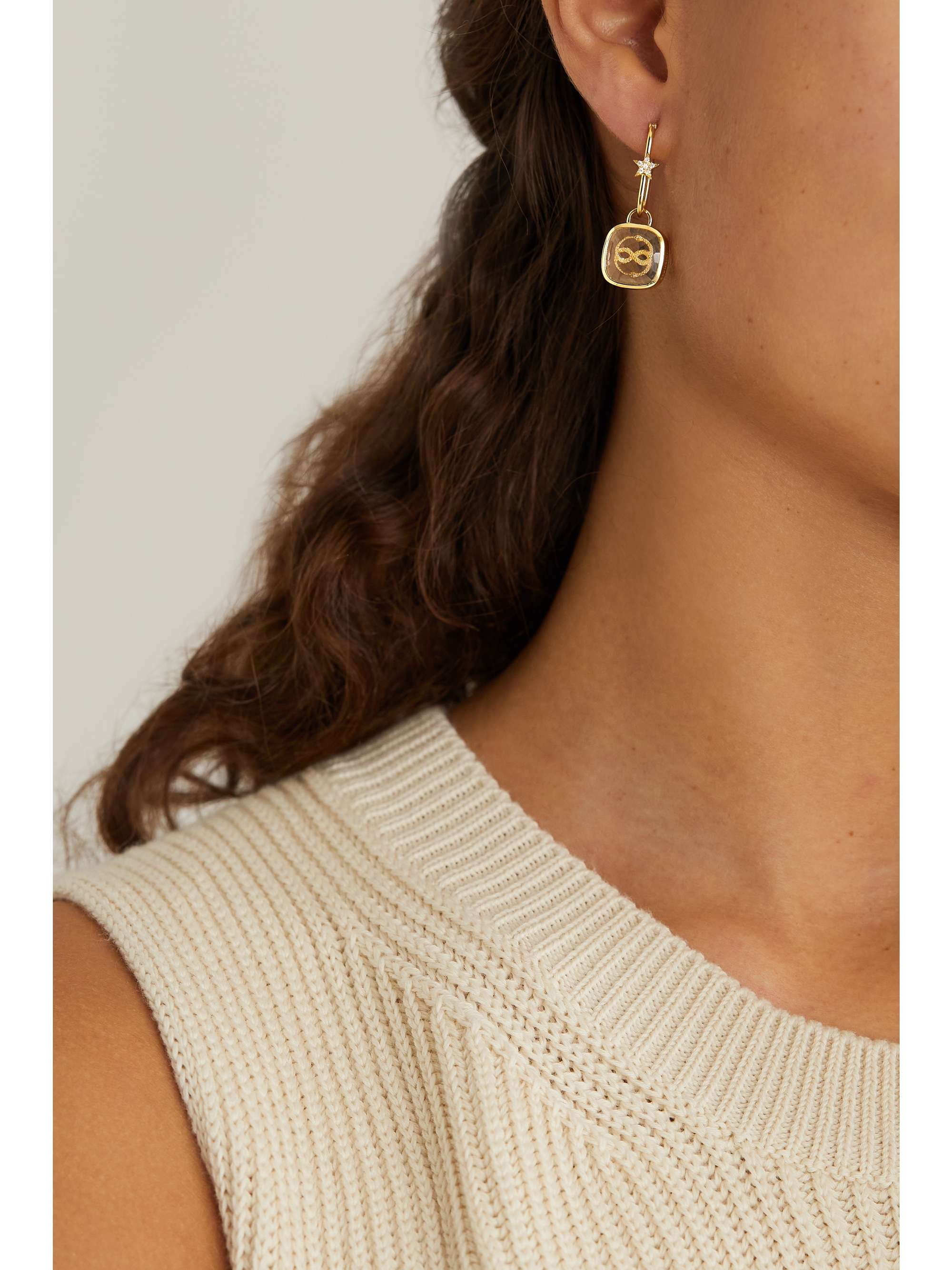 FOUNDRAE Wholeness 18-karat gold, quartz and diamond earring