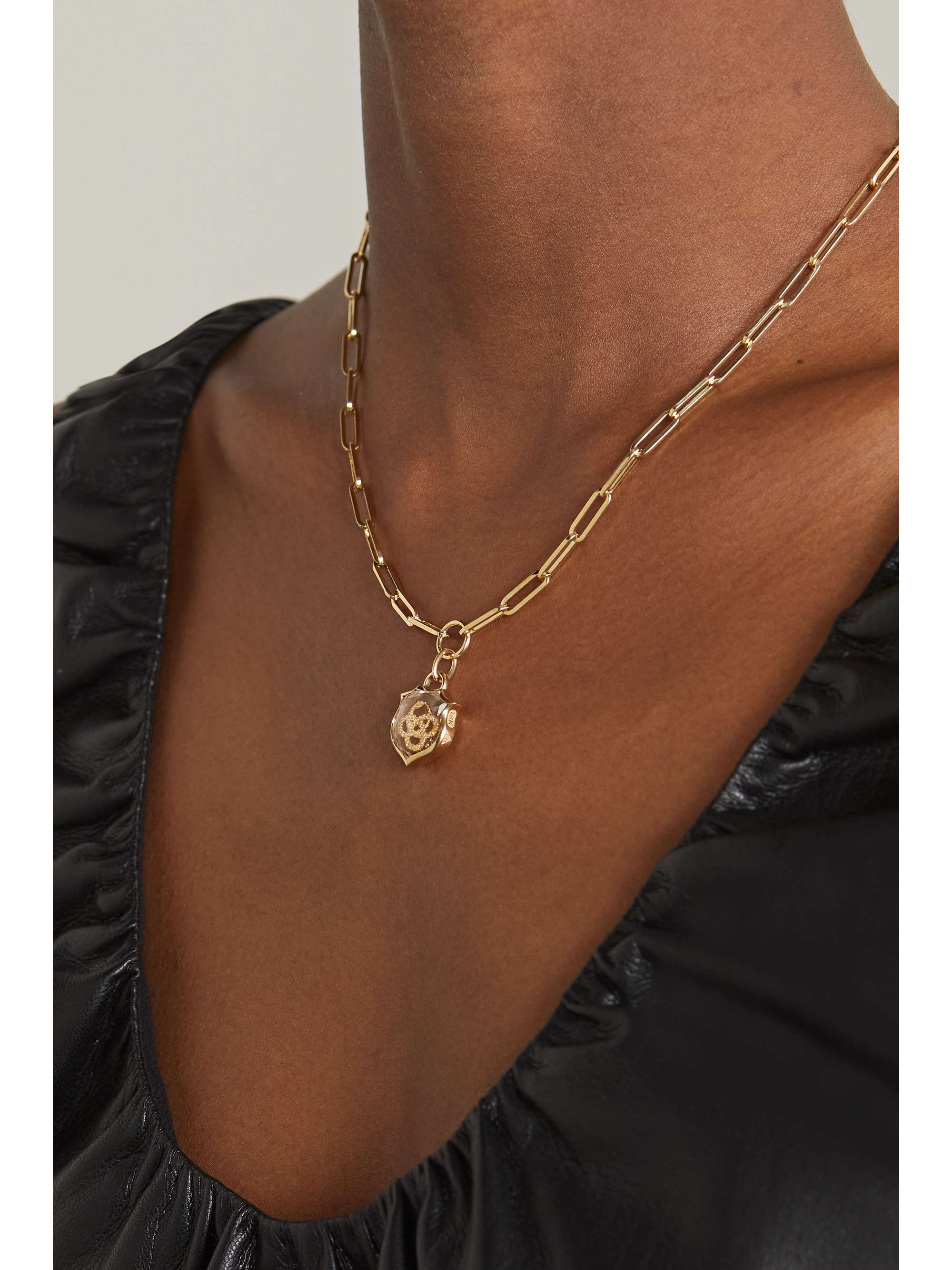 FOUNDRAE Wholeness 18-karat gold quartz necklace