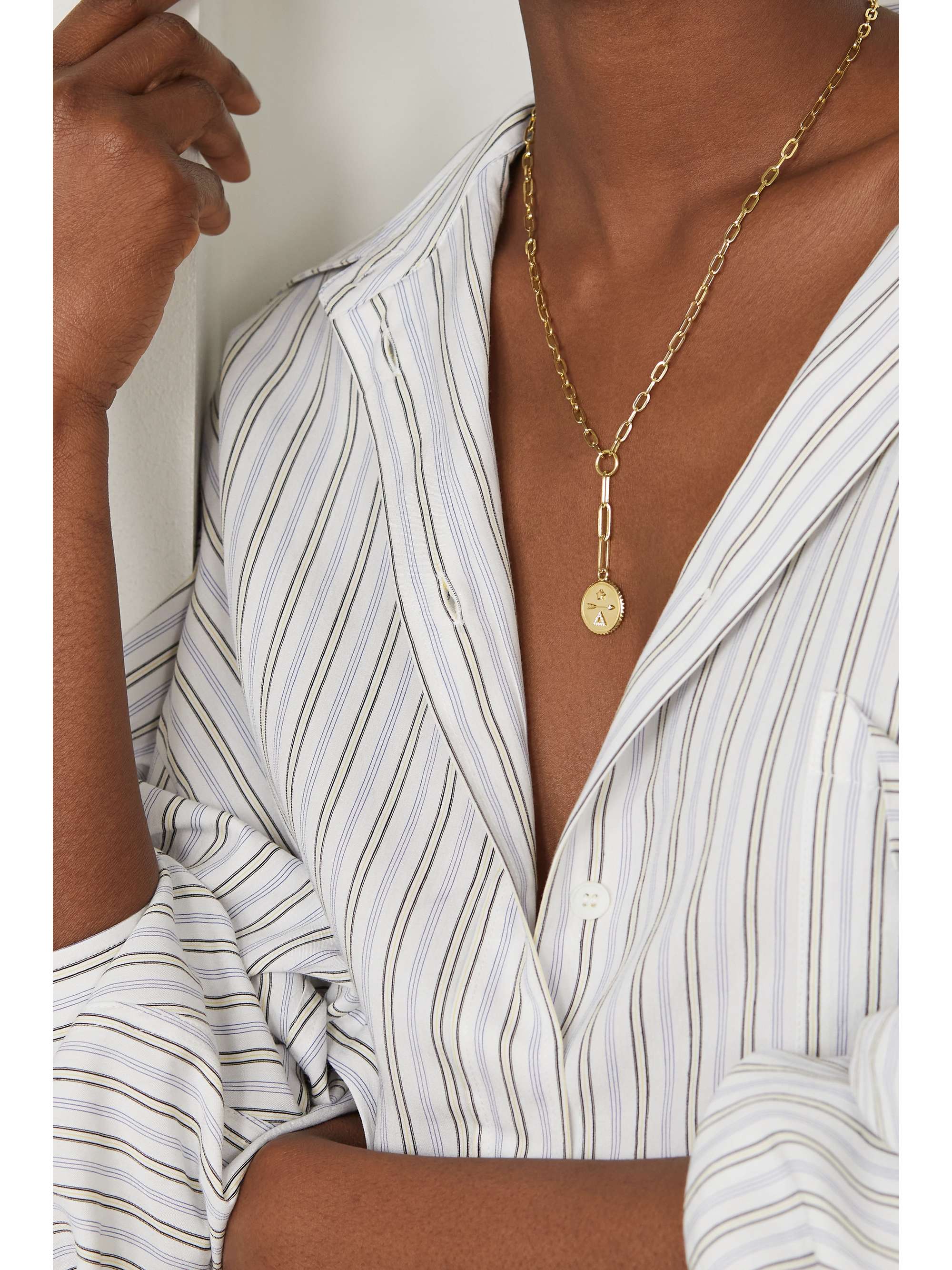FOUNDRAE Per Aspera Ad Astra 18-karat gold quartz necklace