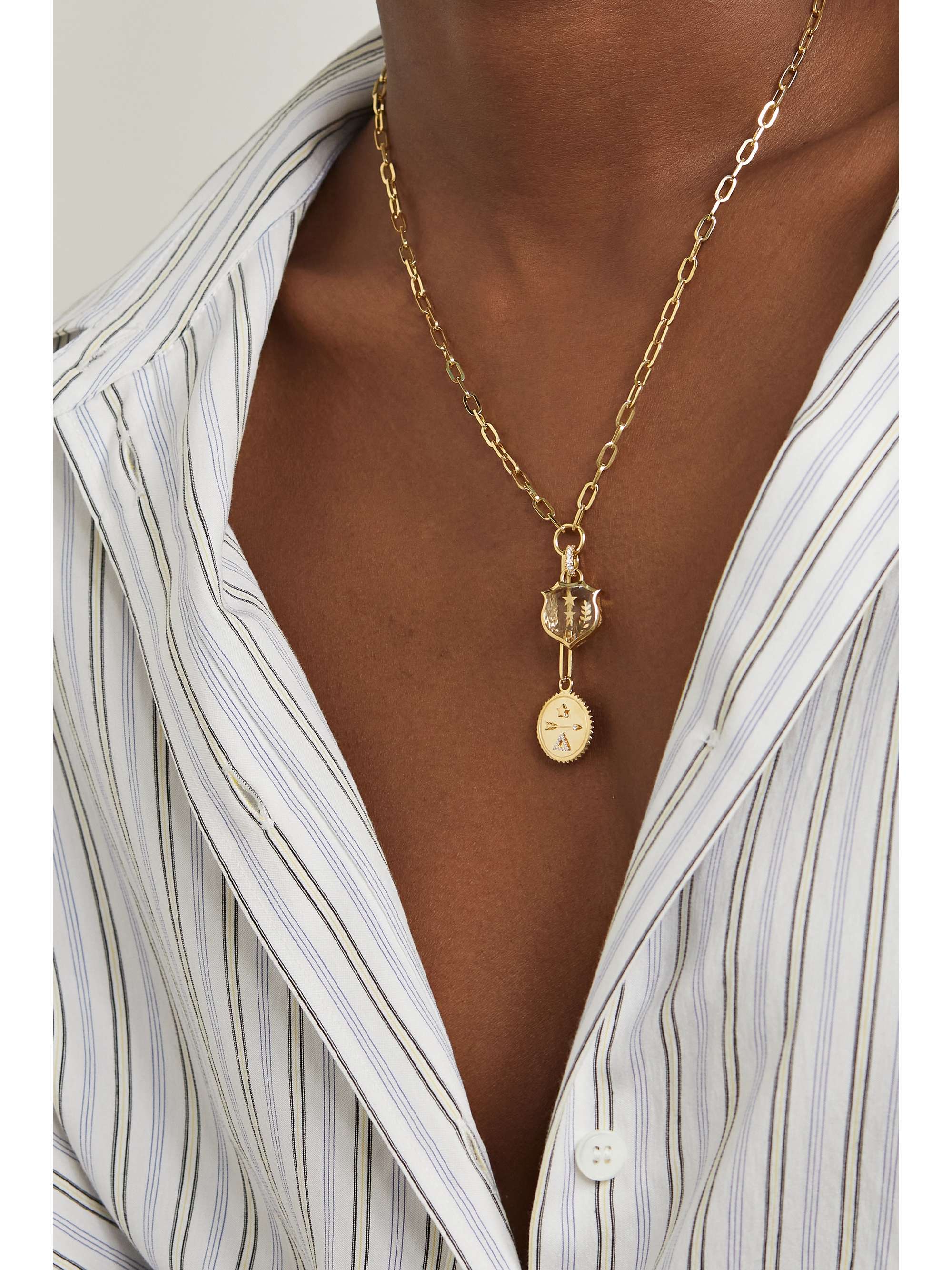 FOUNDRAE Per Aspera Ad Astra 18-karat gold quartz necklace
