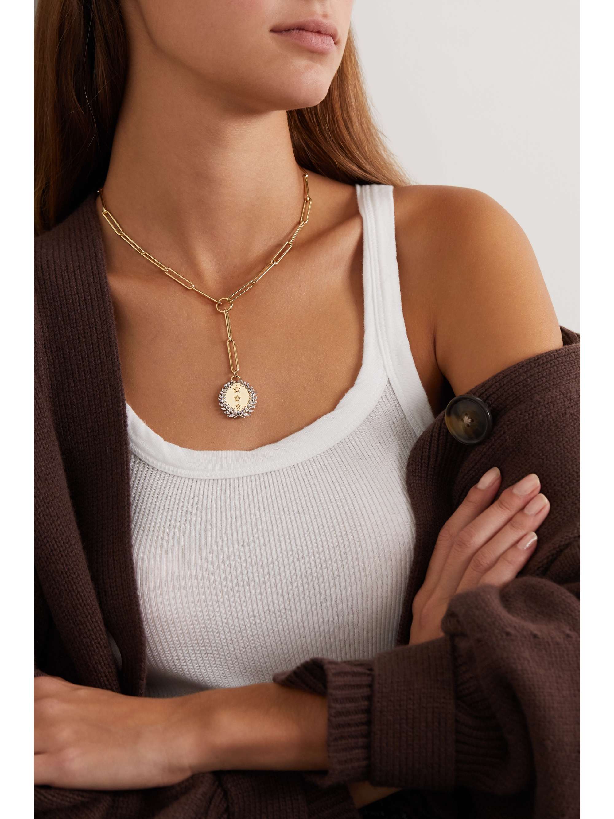 FOUNDRAE Per Aspera Ad Astra 18-karat gold diamond necklace