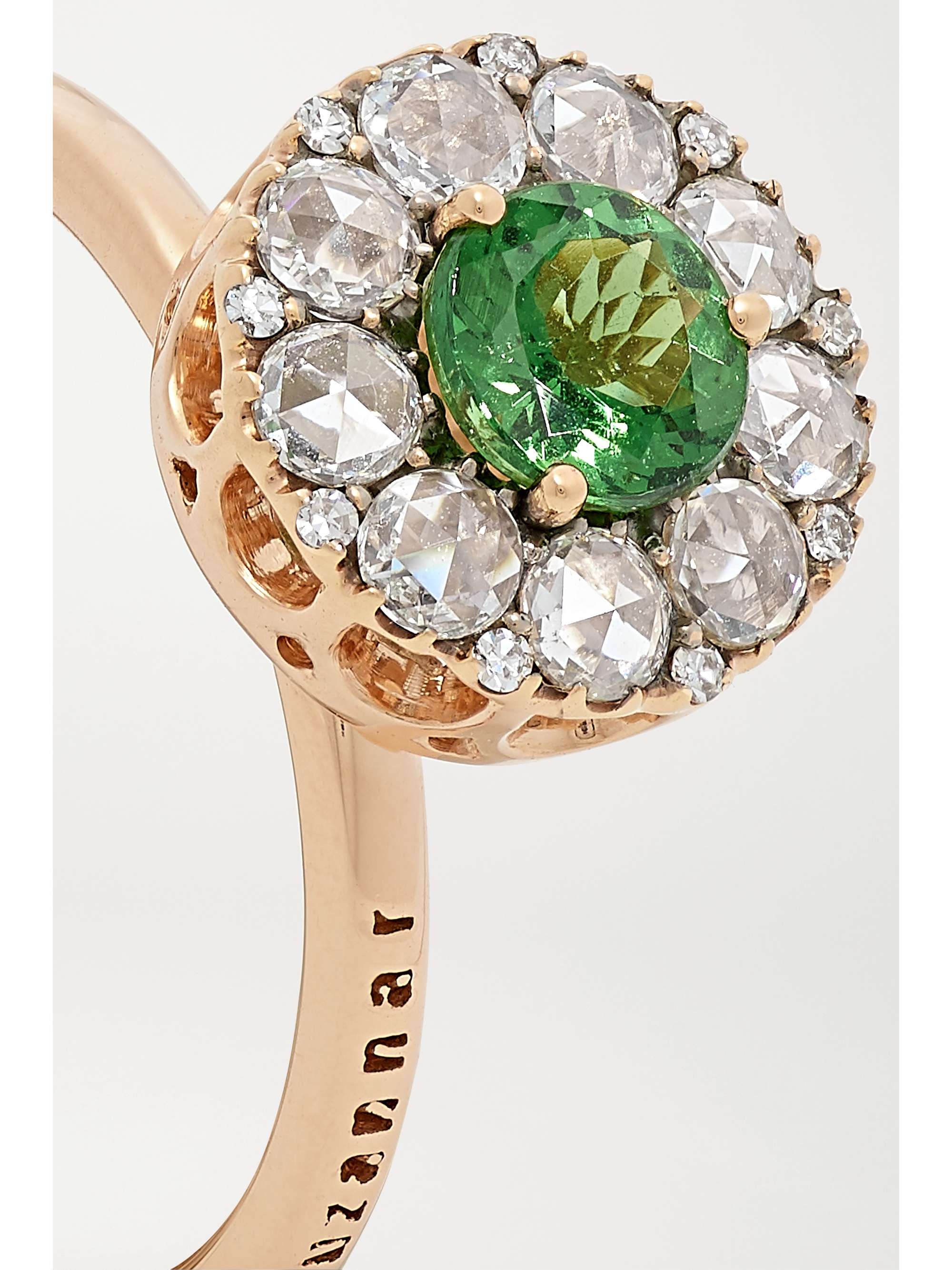 SELIM MOUZANNAR 18-karat rose gold, diamond and tsavorite ring