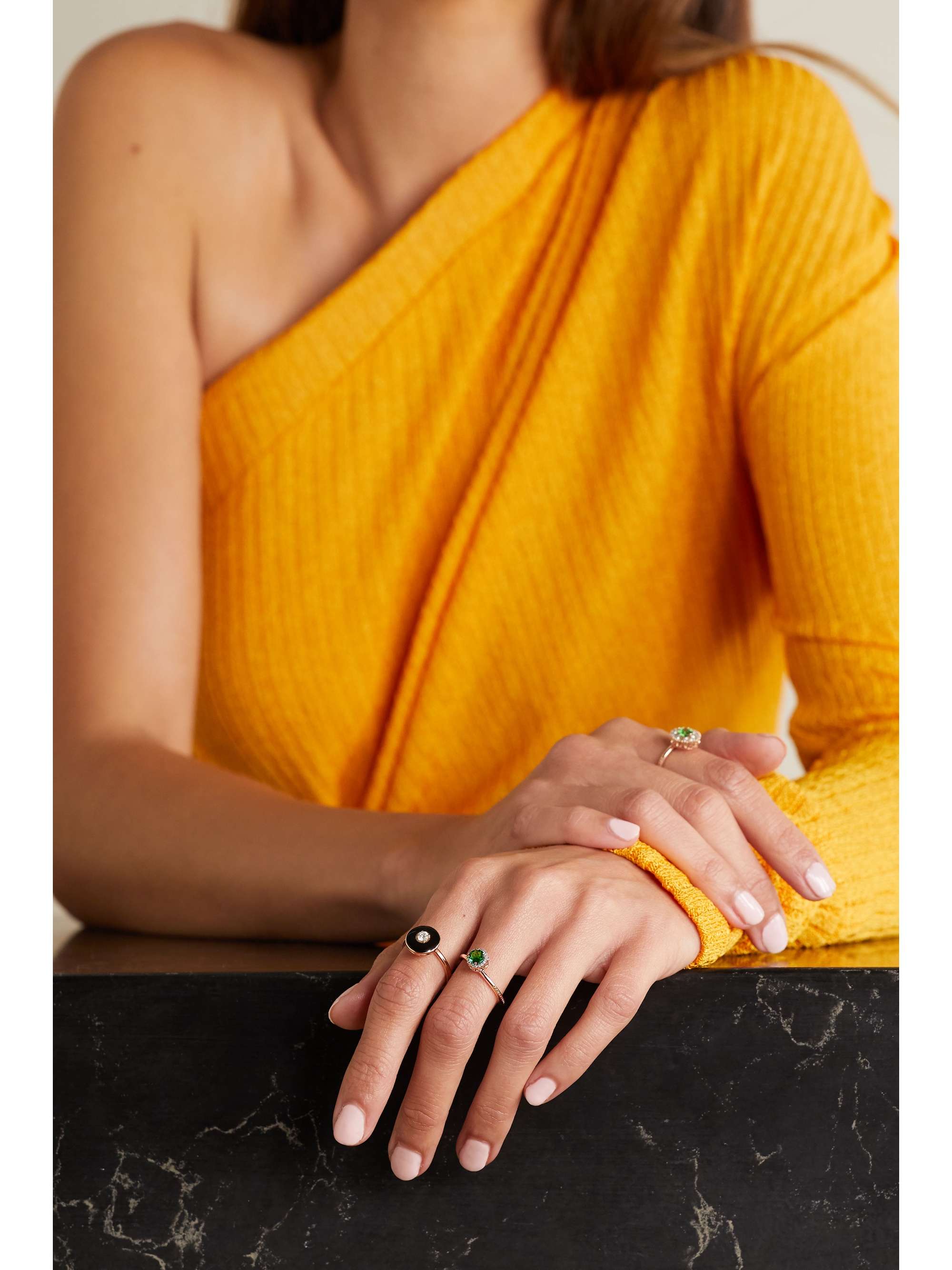 SELIM MOUZANNAR Beirut Basic 18-karat rose gold, tsavorite and diamond ring
