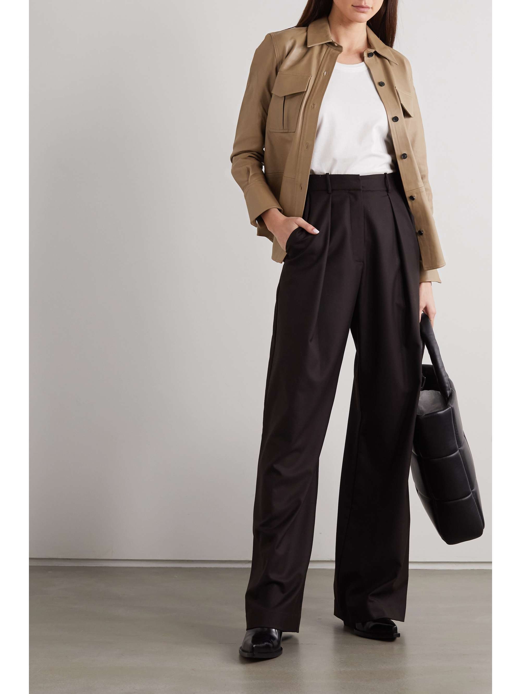 Beige Garcella leather shirt 