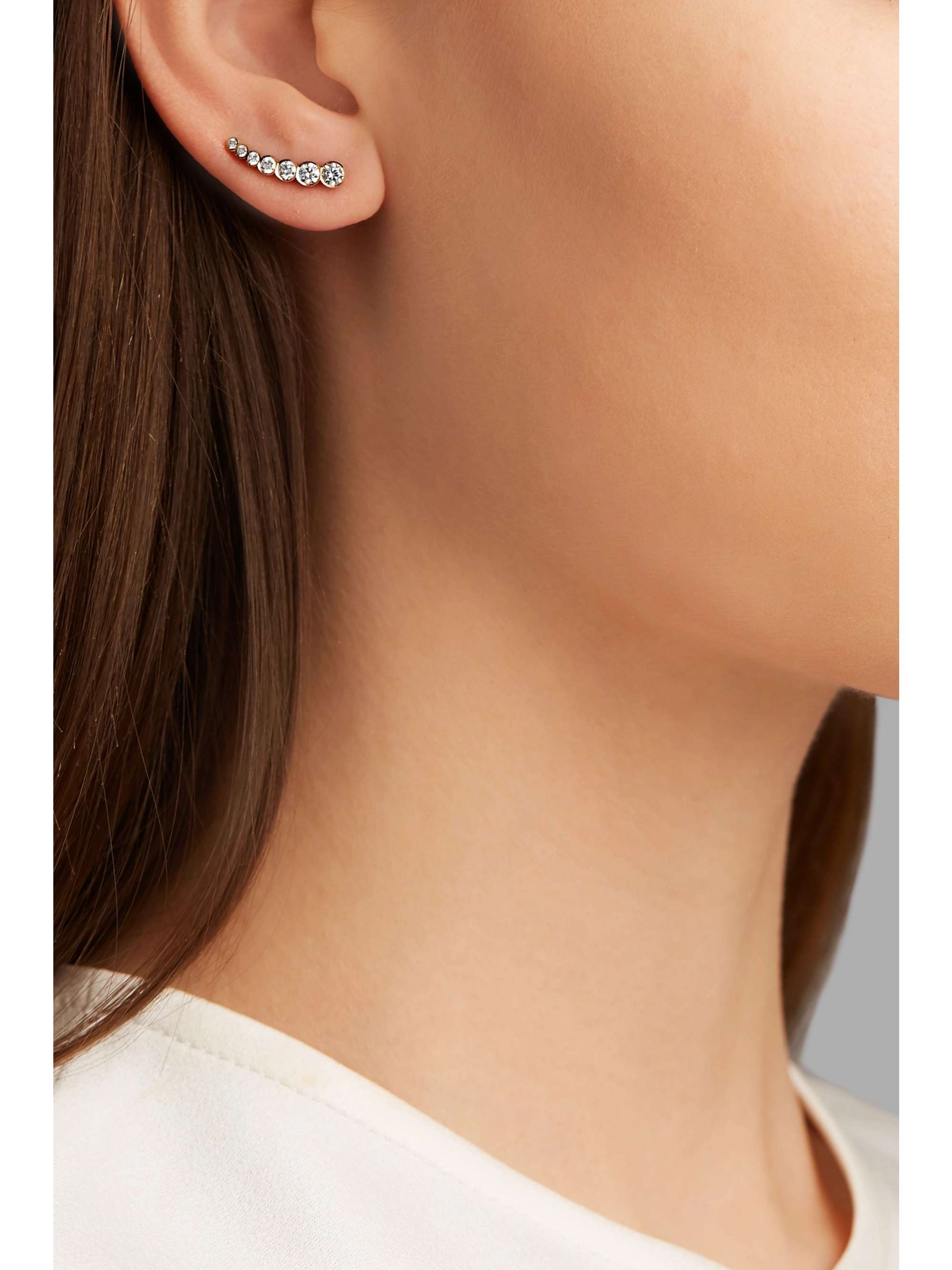 SOPHIE BILLE BRAHE Petite Croissant de Lune 18K 白金钻石单只耳钉