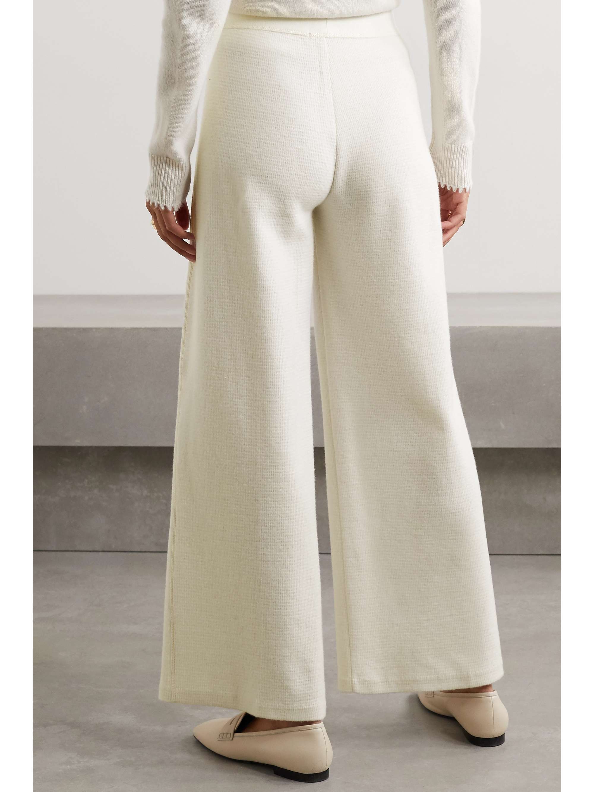 Beige Brushed waffle-knit cotton and 