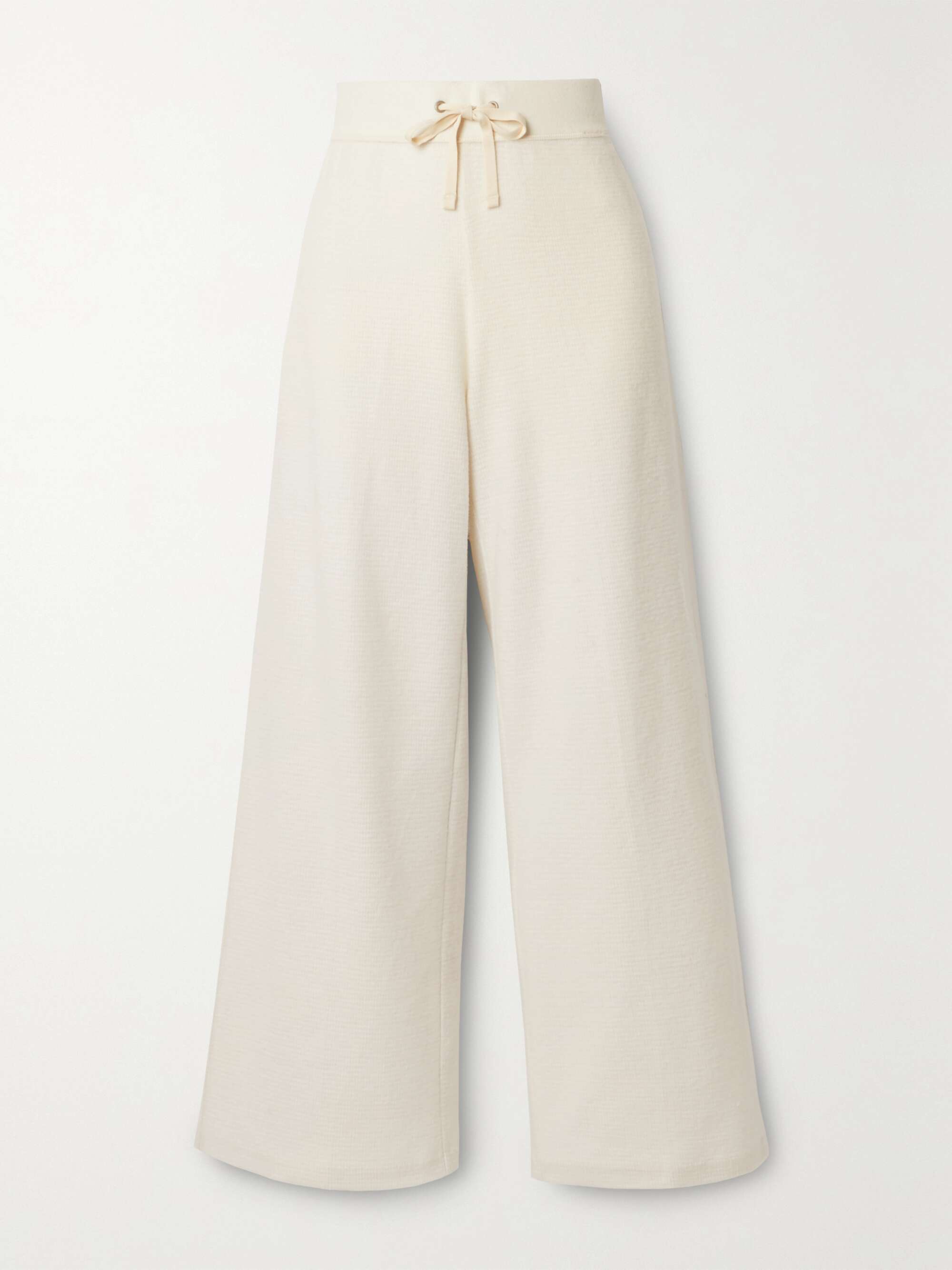 Beige Brushed waffle-knit cotton and 