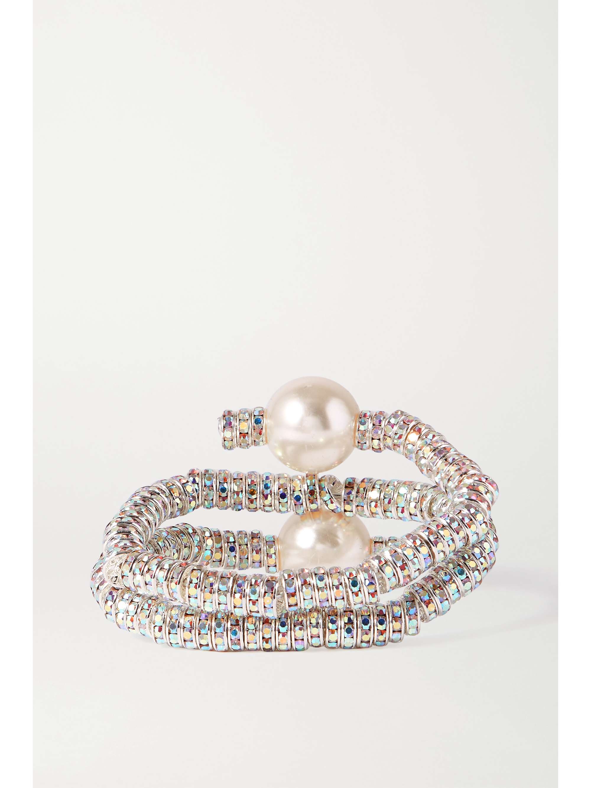 PEARL OCTOPUSS.Y Convertible silver tone, crystal and faux pearl cuff