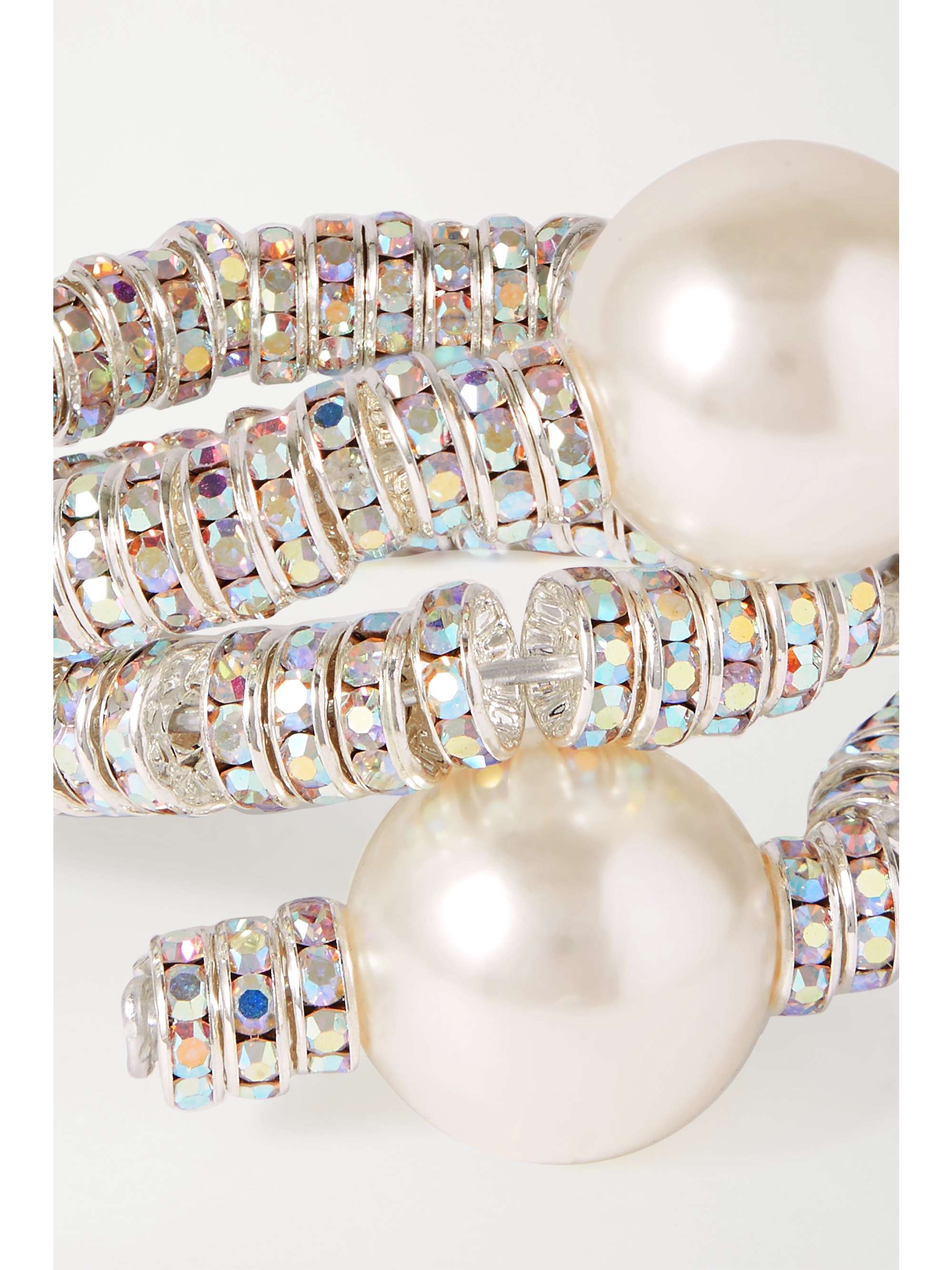 PEARL OCTOPUSS.Y Convertible silver tone, crystal and faux pearl cuff
