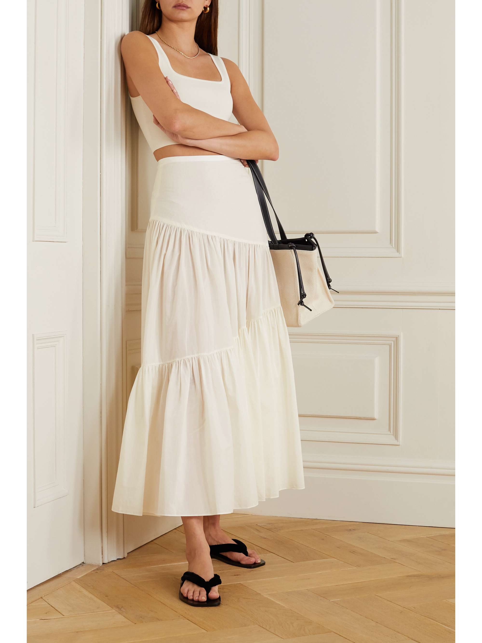 cotton tiered maxi skirt