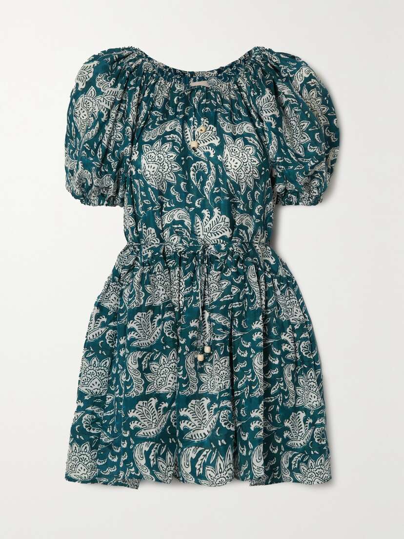 Hannah Artwear Chiara Belted Tiered Floral-print Silk-voile Mini Dress