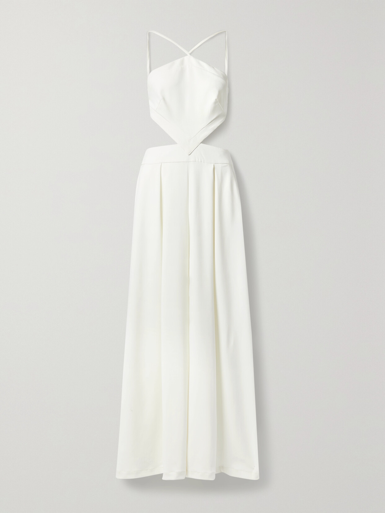 PatBO Open-back Cutout Crepe Halterneck Jumpsuit - White