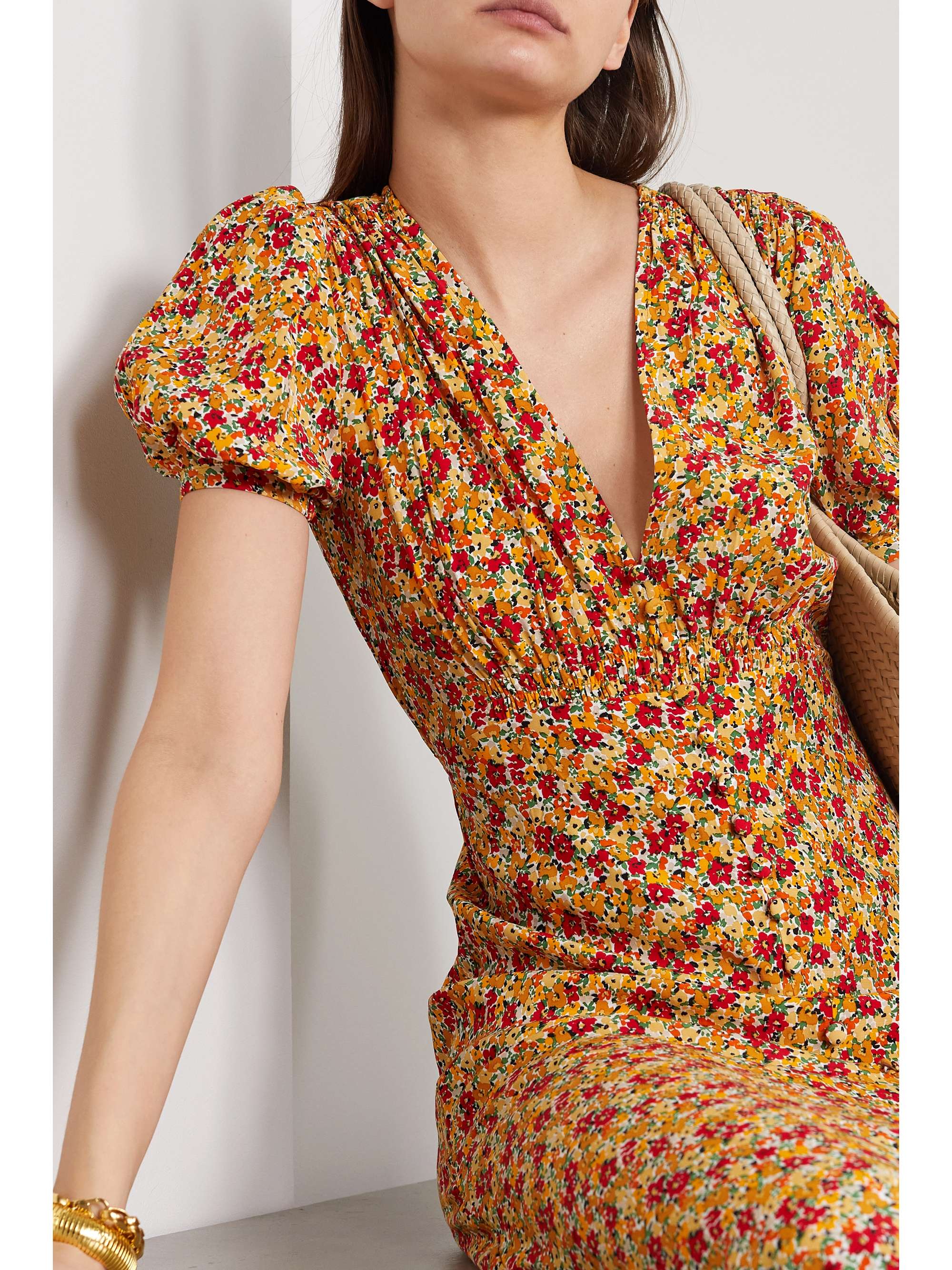 Red Bellavista floral-print crepe midi dress | FAITHFULL THE BRAND | NET-A-PORTER