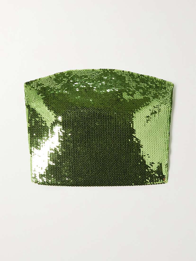 Loewe + Paula's Ibiza Strapless Sequined Stretch-crepe Top