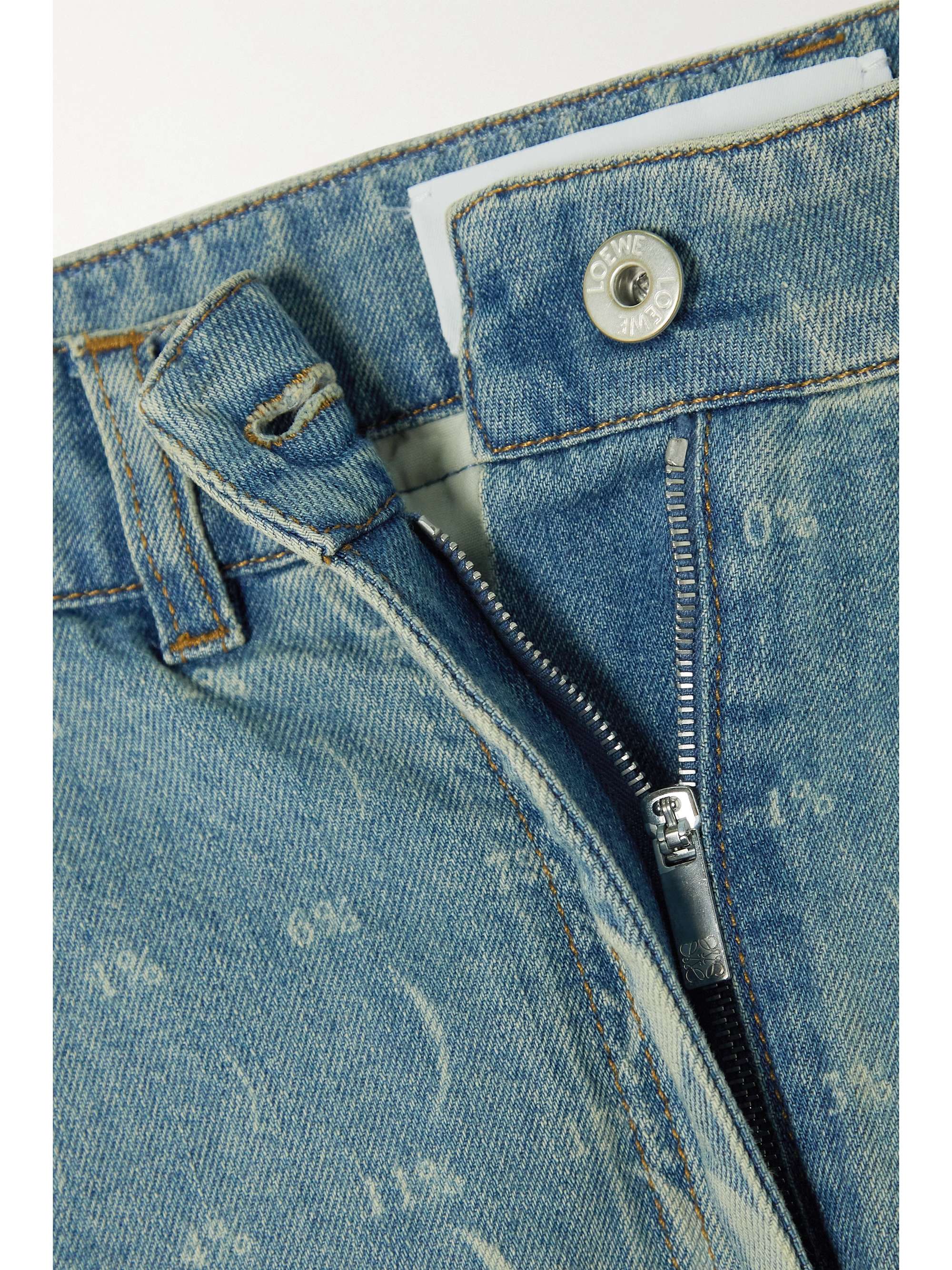 LOEWE + Paula's Ibiza frayed high-rise wide-leg jeans