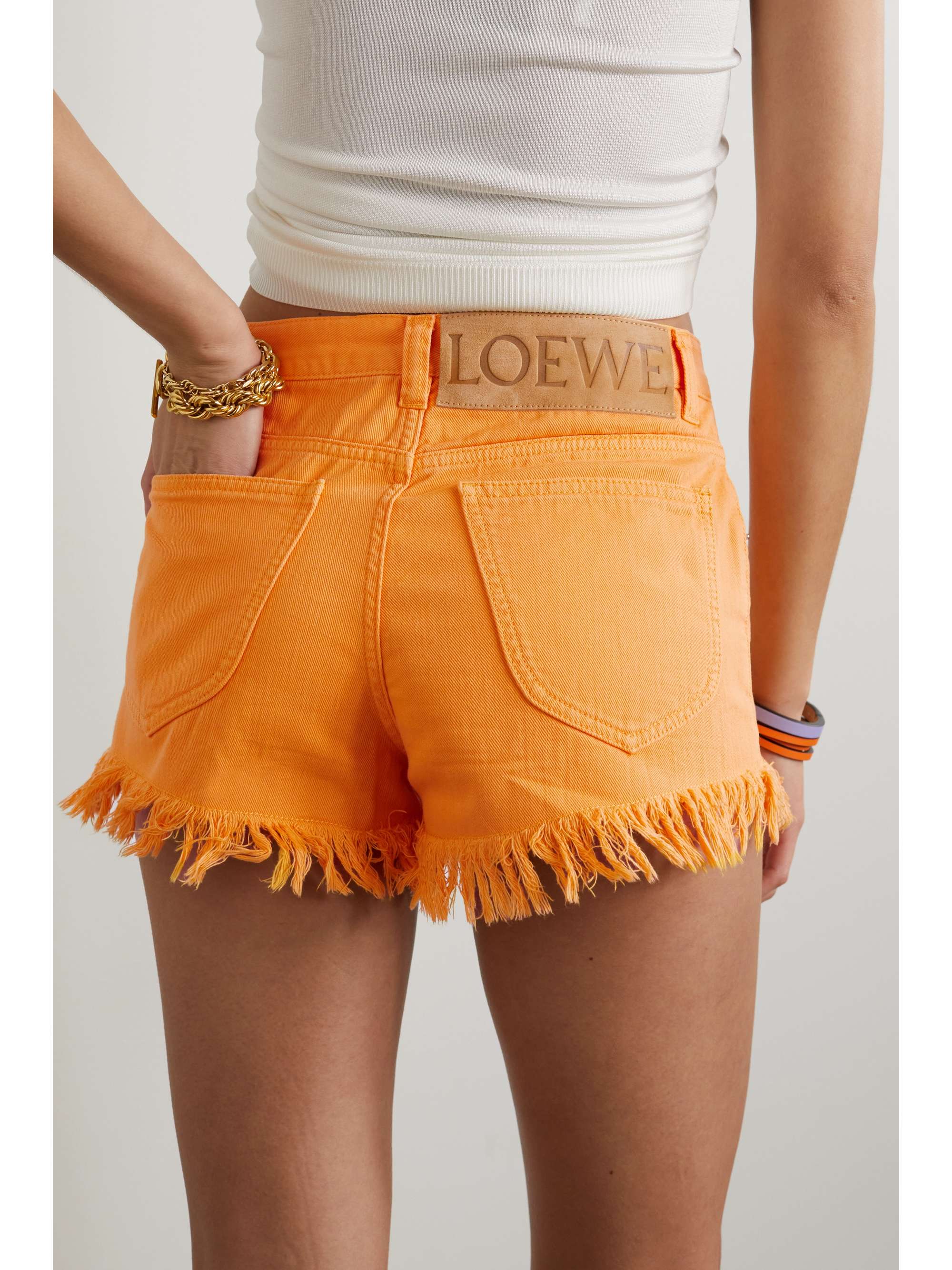 LOEWE + Paula's Ibiza frayed degradé denim shorts | NET-A-PORTER