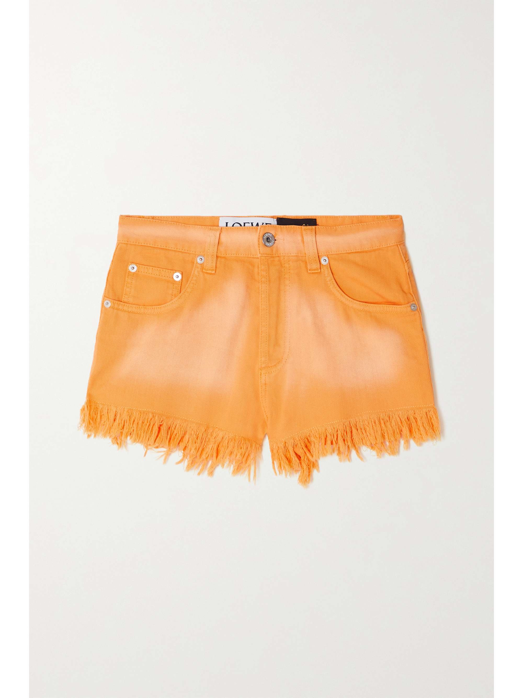 orange denim shorts