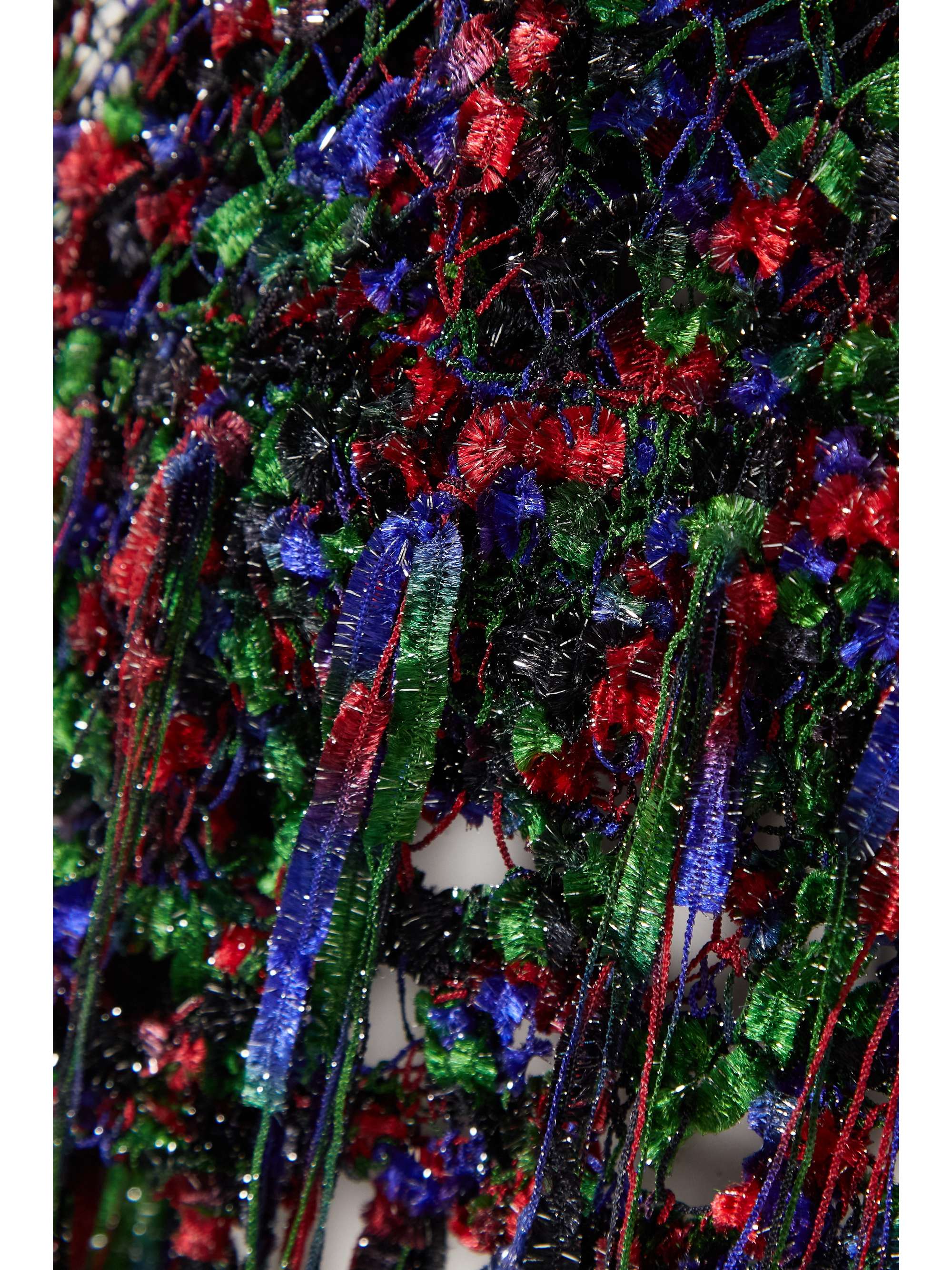 LOEWE + Paula's Ibiza fringed metallic open-knit camisole