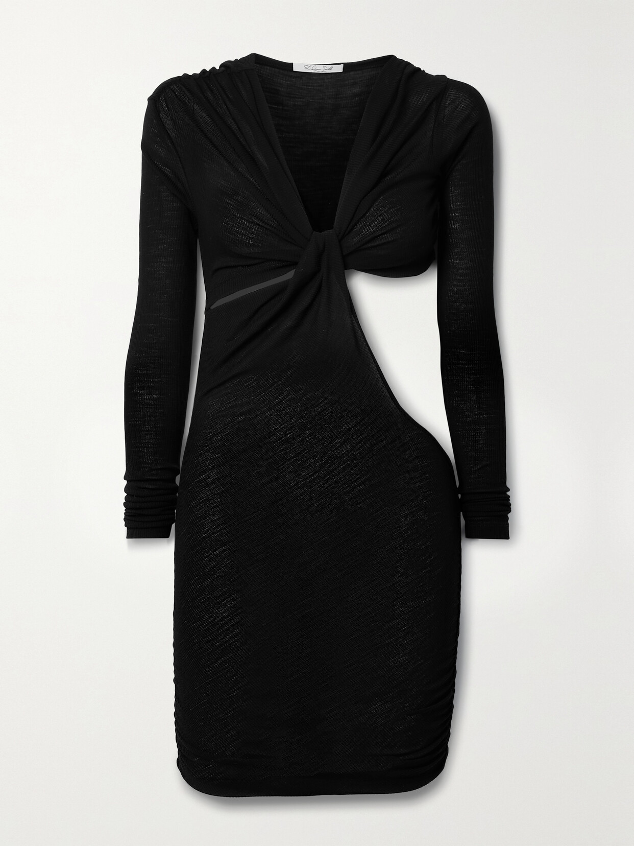 LAQUAN SMITH Twist-front Cutout Wool Mini Dress - Black